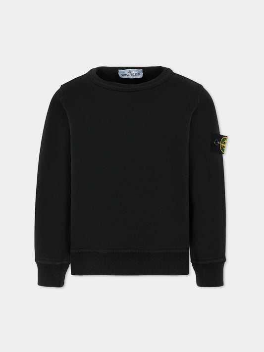Felpa nera per bambino con bussola,Stone Island Junior,K2S16 6100001 S0A20 - V0029