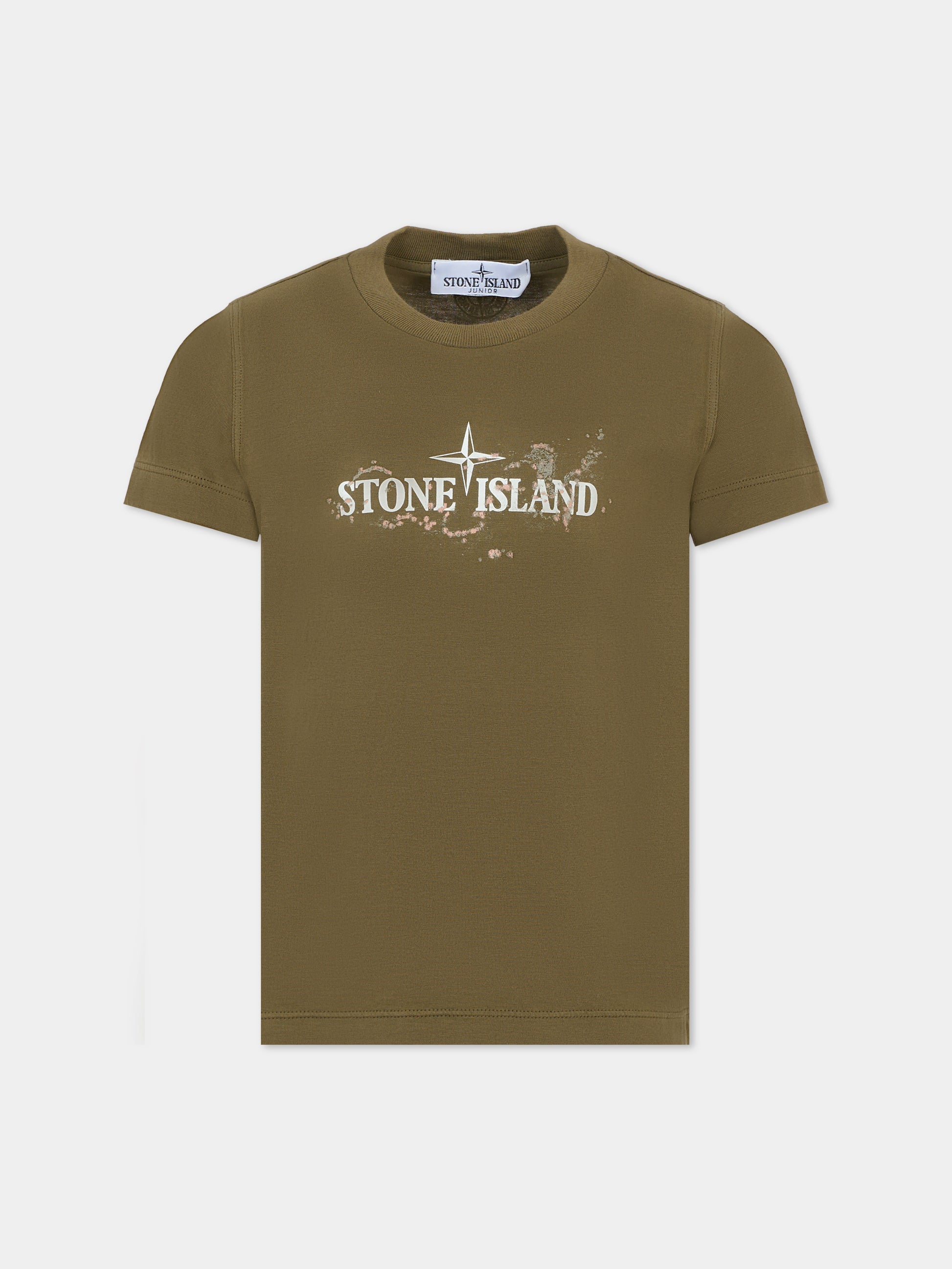 T-shirt verde per bambino con logo,Stone Island Junior,K2S16 2100010 S0259 - V0054