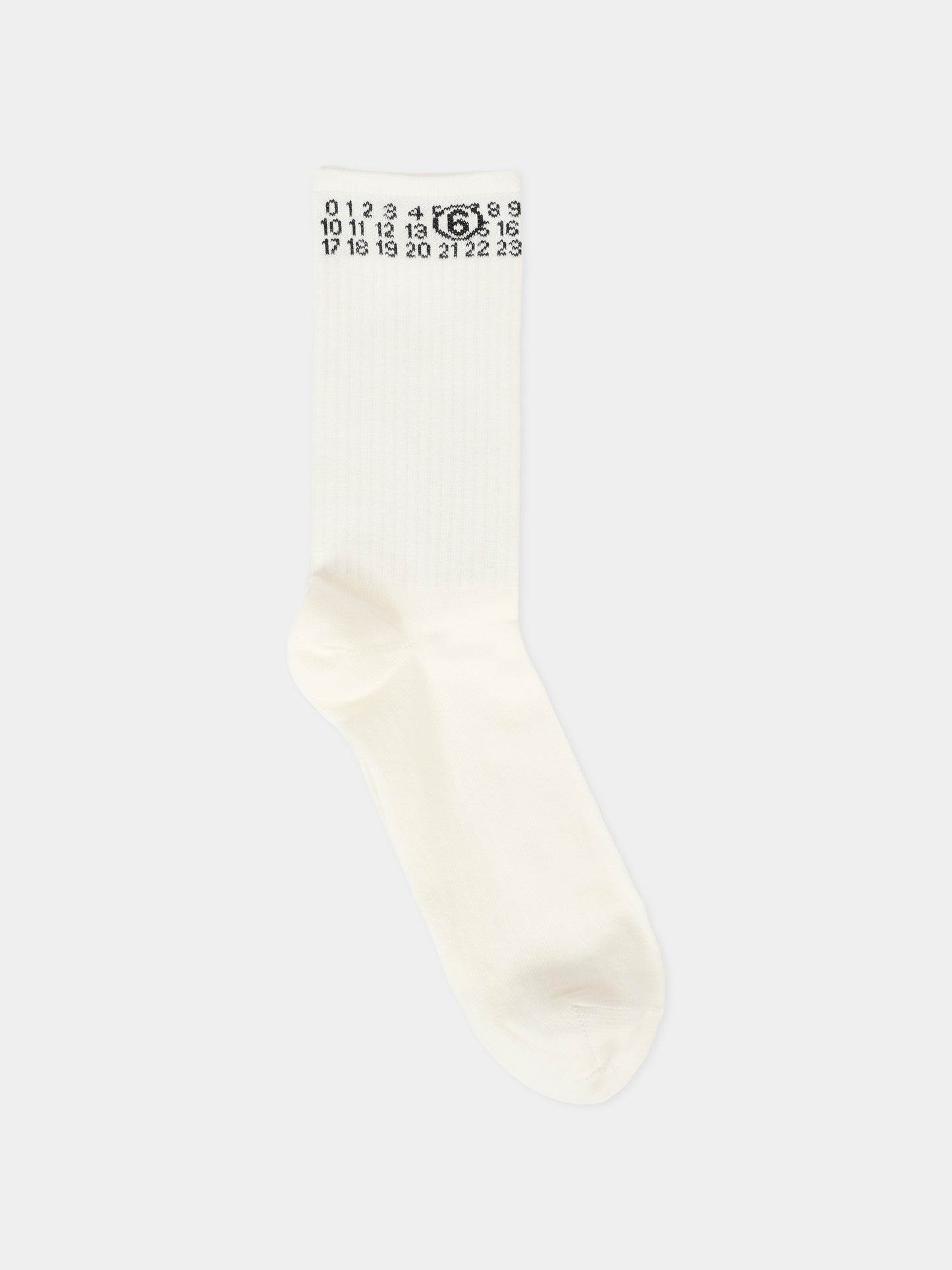 Calze bianche per bambini con logo nero,Mm6 Maison Margiela,M60571-MM045-M6100