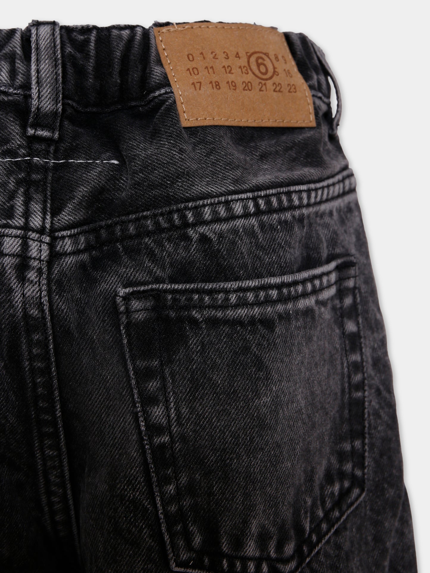 Jeans neri per bambini con logo,Mm6 Maison Margiela,M60844-MM06D-M602