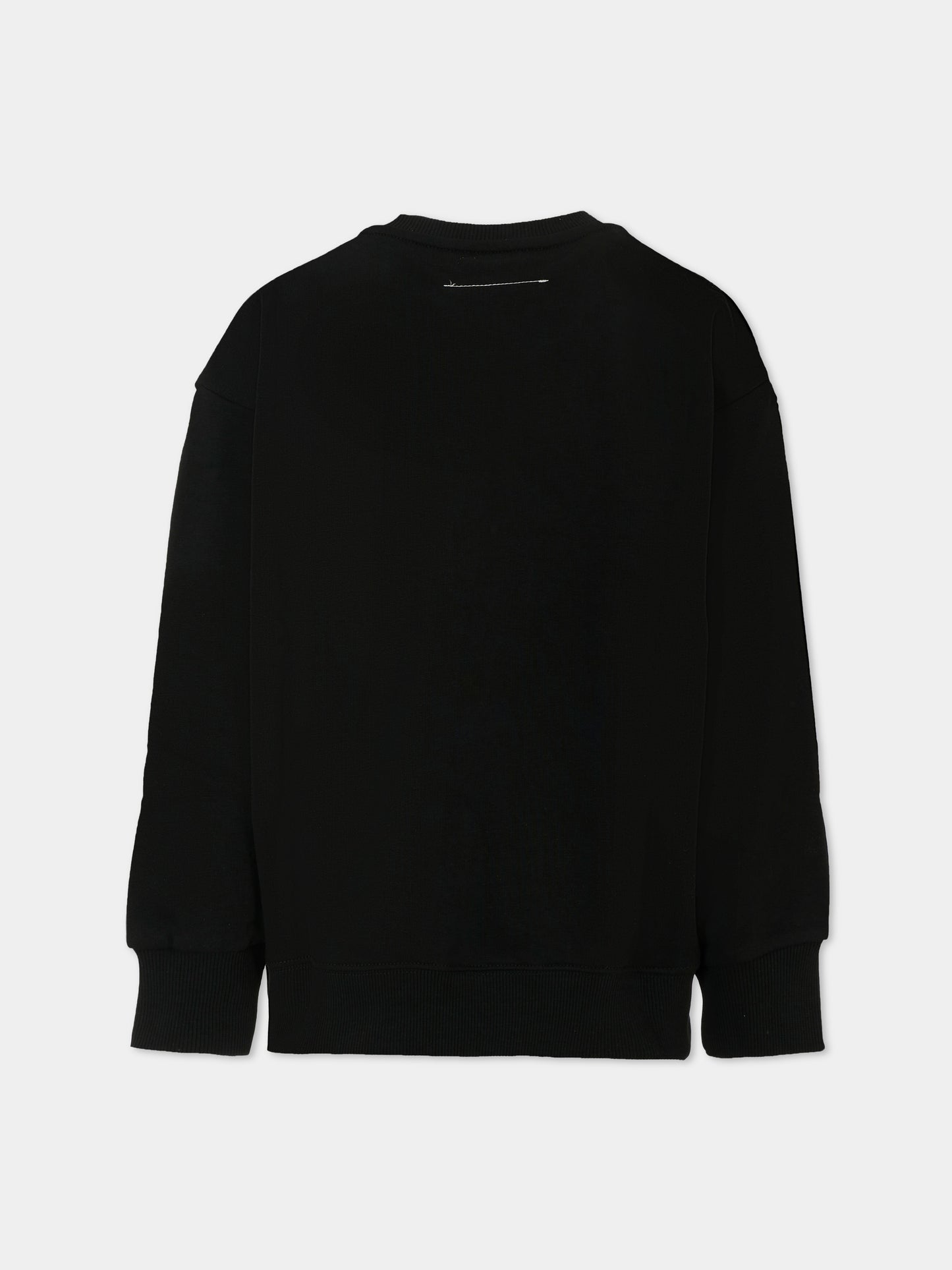 Felpa nera per bambini con logo,Mm6 Maison Margiela,M60896-MM02X-M6900