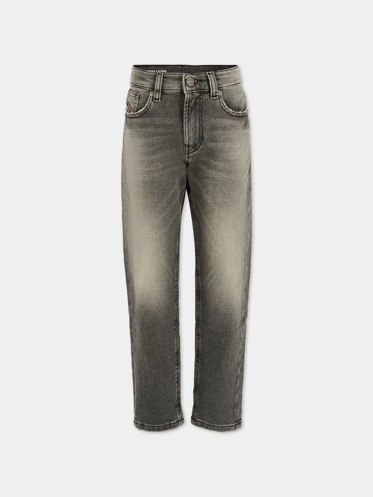 Jeans grigi per bambino con patch logato,Diesel,J00994-KXBRJ-K02