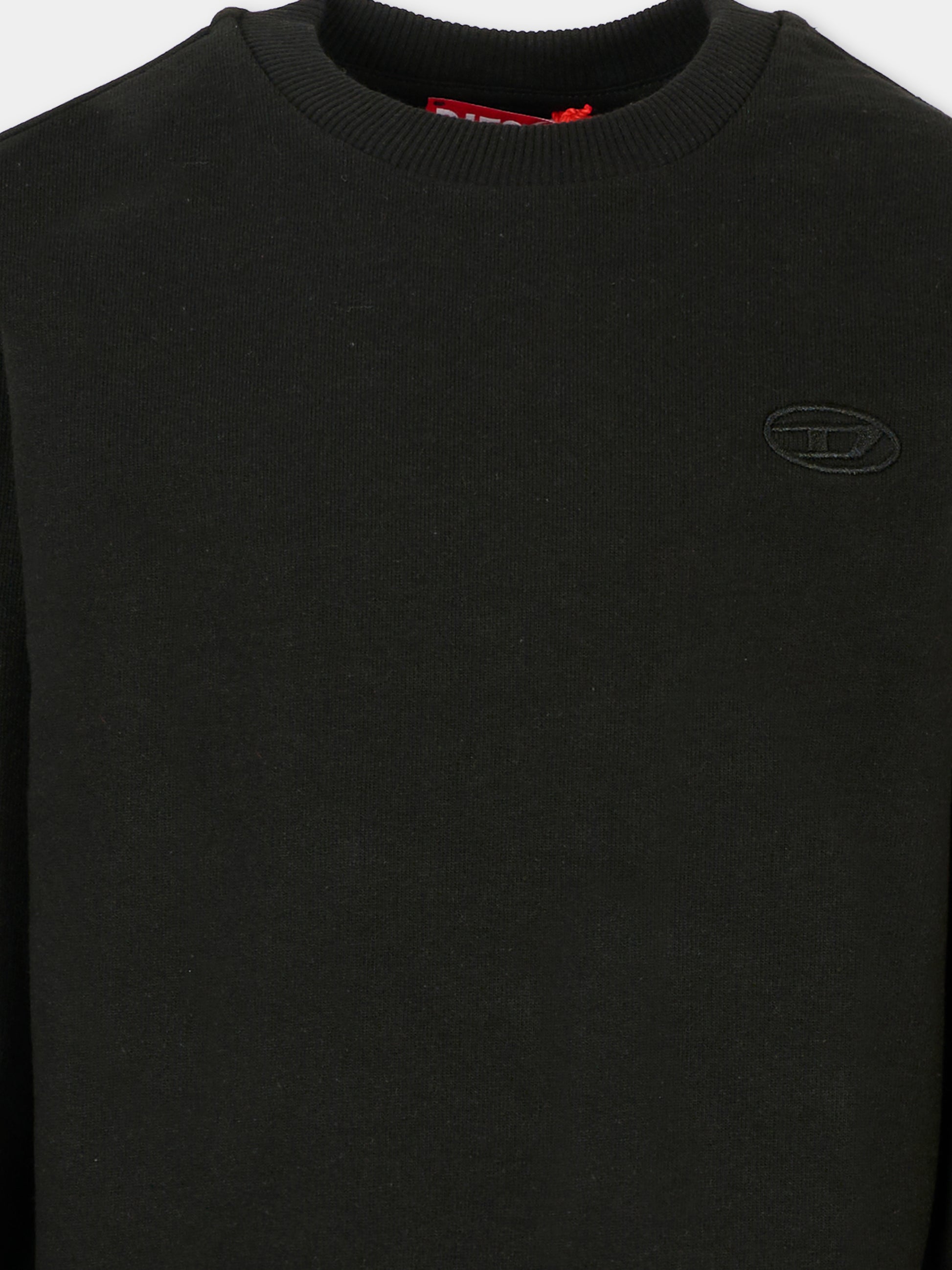 Felpa nera per bambino con logo ricamato,Diesel,J02274-0GYCJ-K900