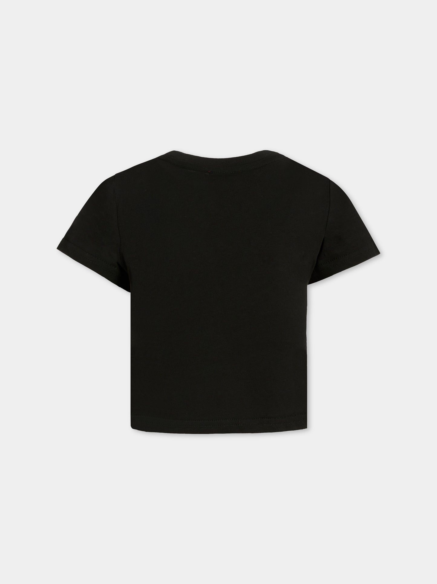 T-shirt nera per bambina con logo,Diesel,J02371-KYAUN-K900