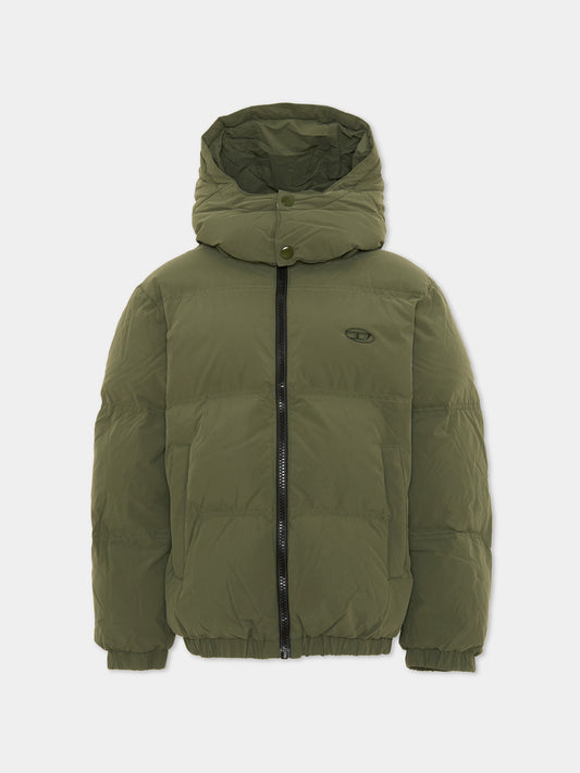 Green down jacket for kids with
