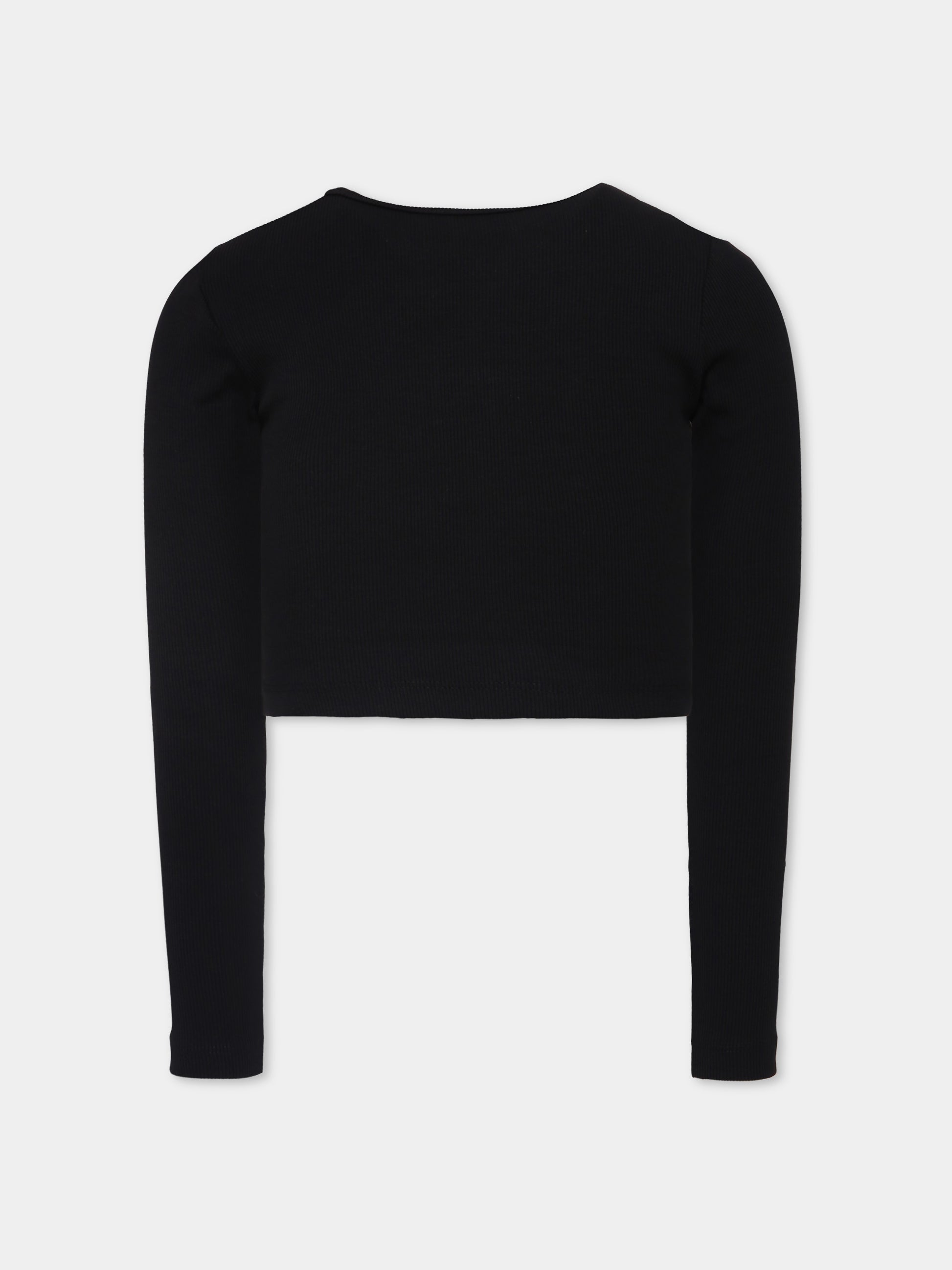 T-shirt crop nera per bambina con logo,Diesel,J02452-KYAZY-K900