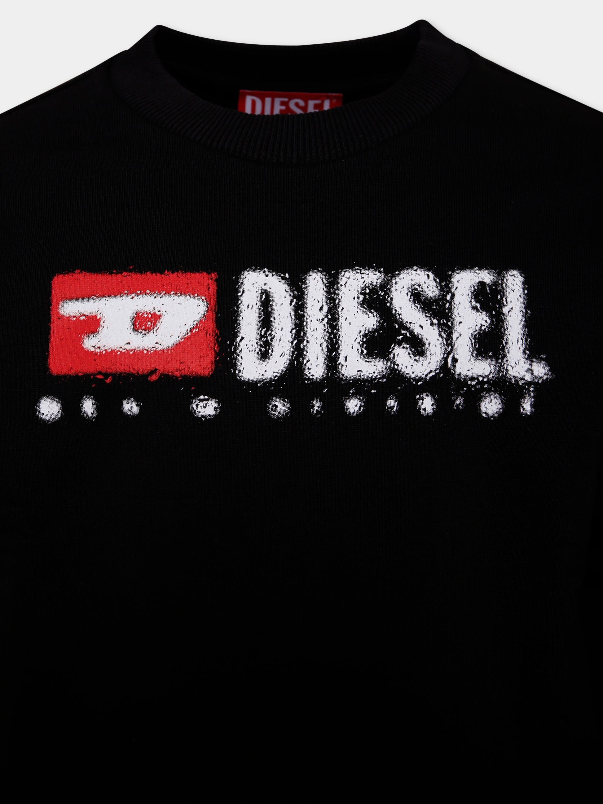 Felpa nera per bambino con logo,Diesel,J02483-KYAZ3-K900
