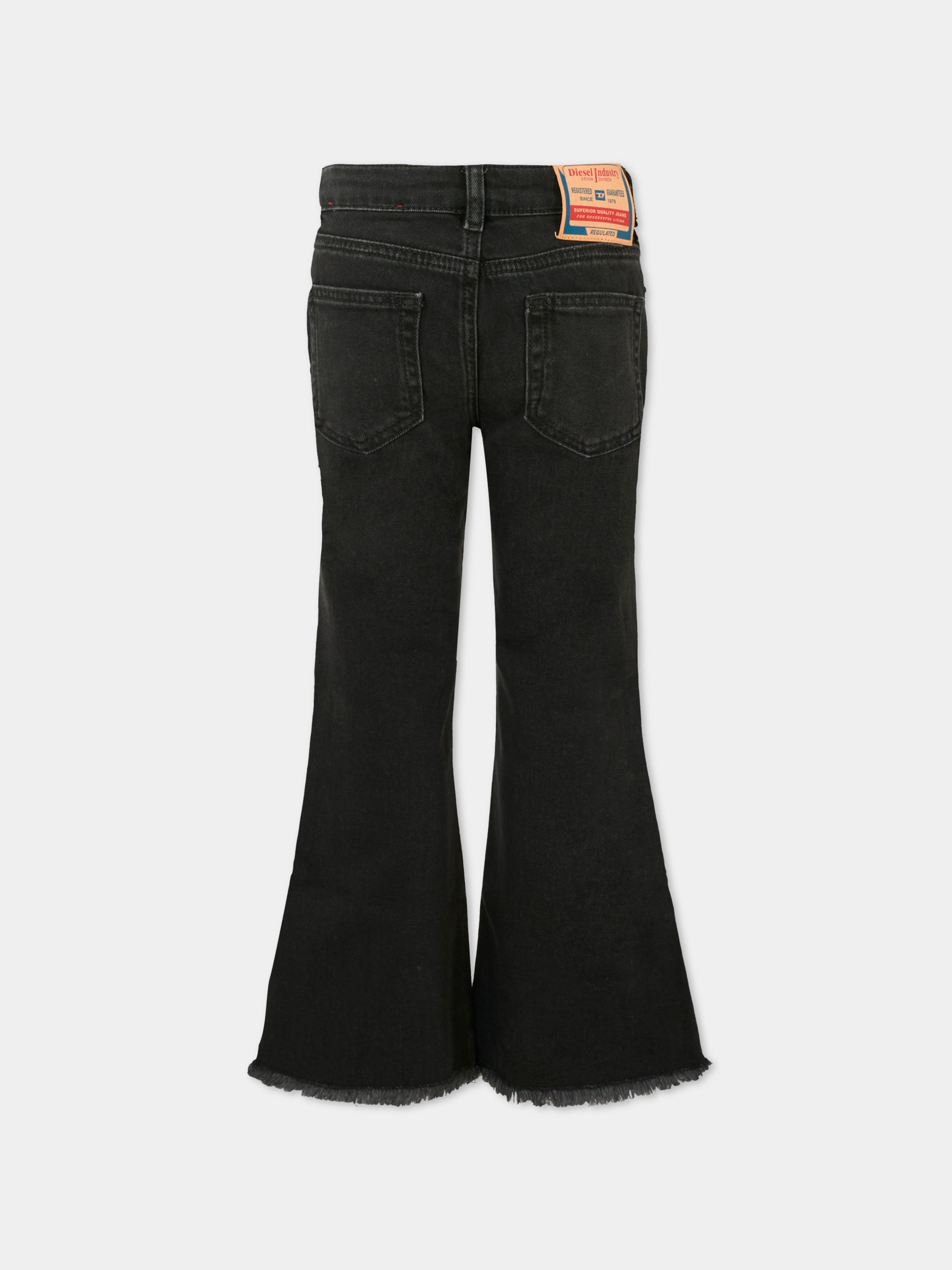 Jeans neri per bambina con patch logato,Diesel,J02508-KXBMV-K02