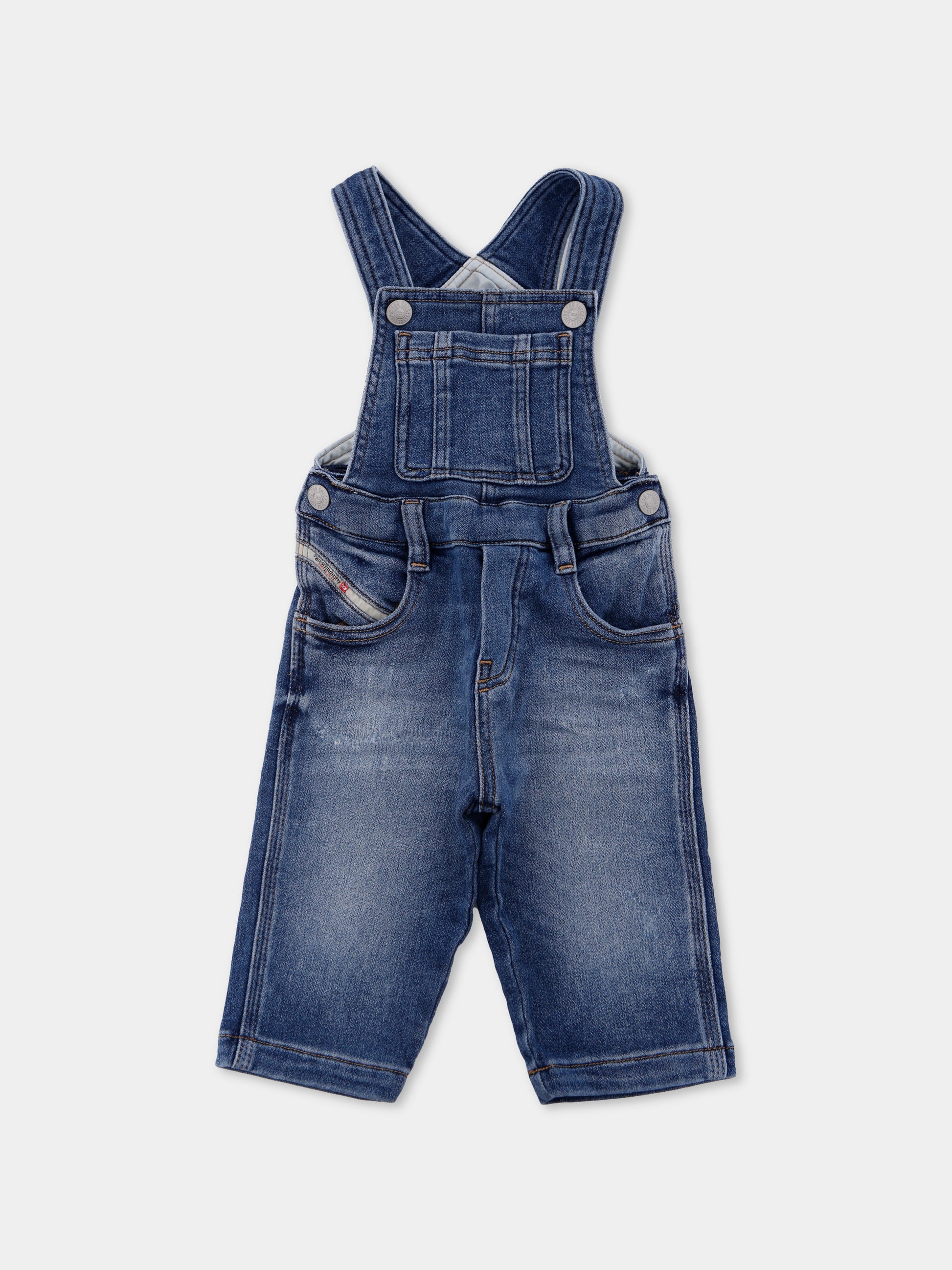 Salopette denim per neonati con logo,Diesel,K00661-KXBQF-K01