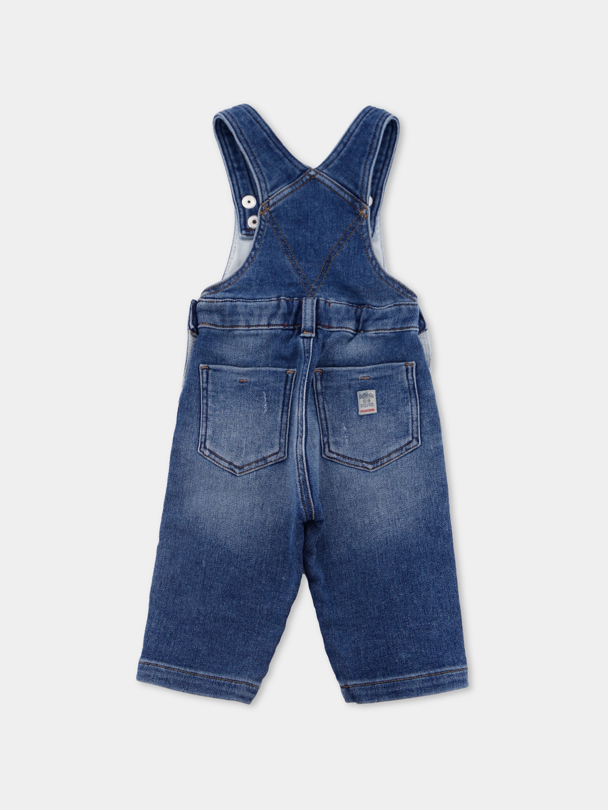 Salopette denim per neonati con logo,Diesel,K00661-KXBQF-K01