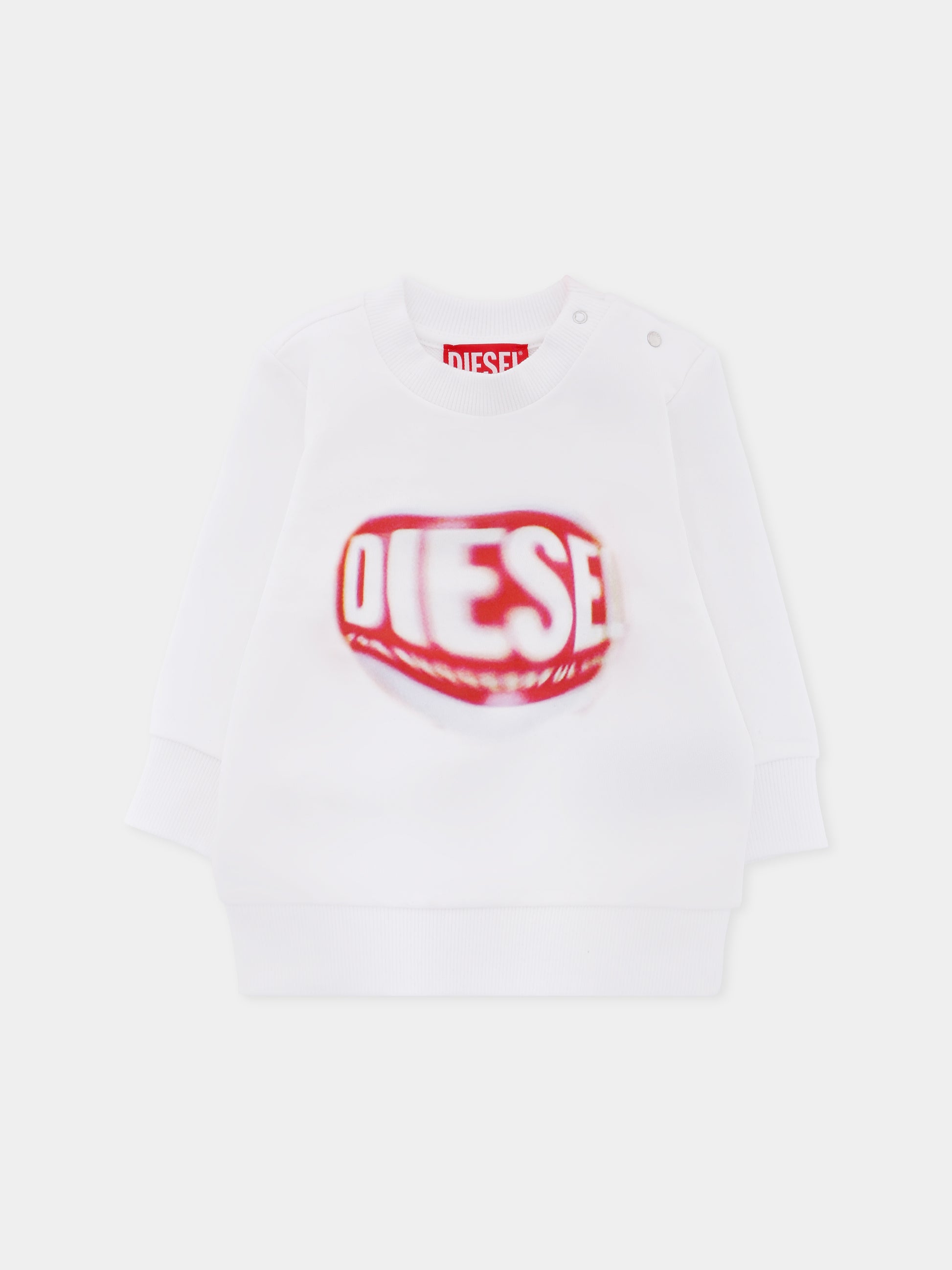 Felpa bianca per neonato con logo,Diesel,K00701-KYAVF-K100