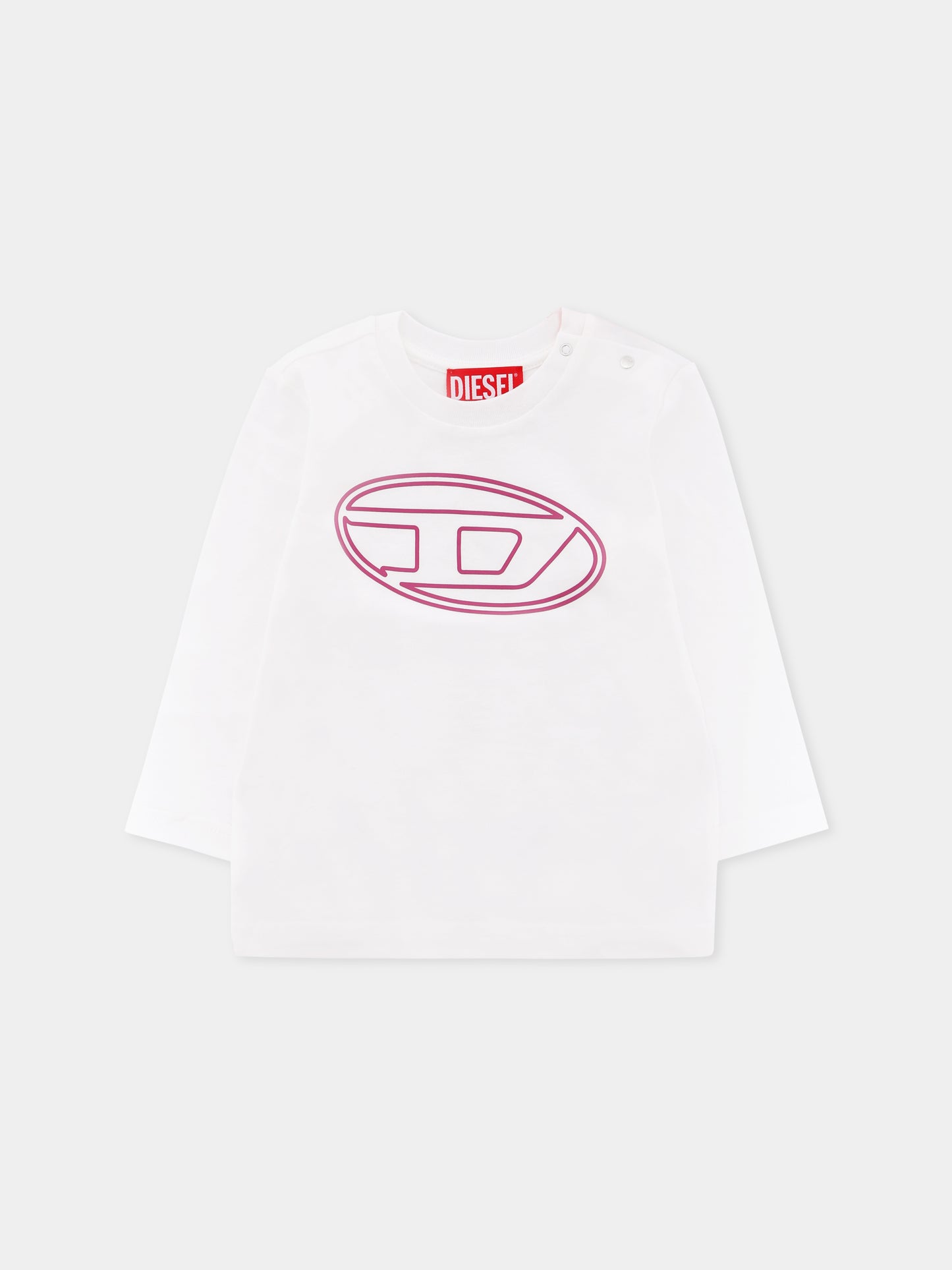 T-shirt bianca per neonata con logo,Diesel,K00712-00YI9-K1413