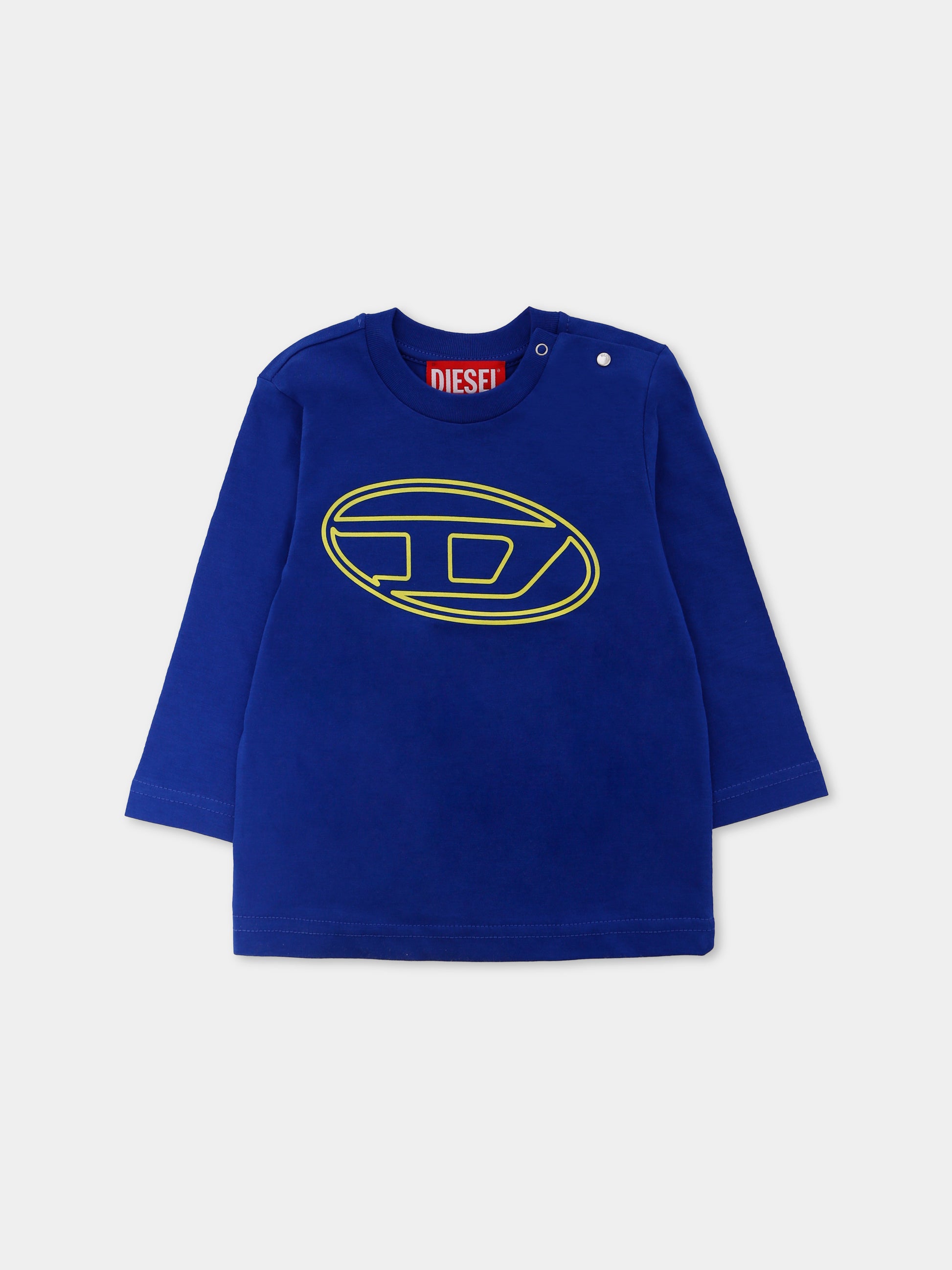 T-shirt blu per neonato con logo,Diesel,K00712-00YI9-K89G