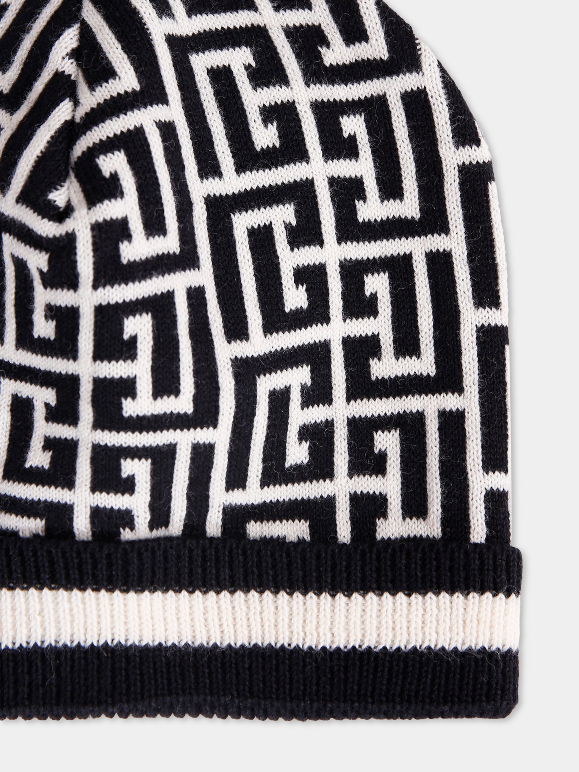Berretto nero per neonati con iconico labirinto,Balmain Kids,BX0507-Z2312 104NE
