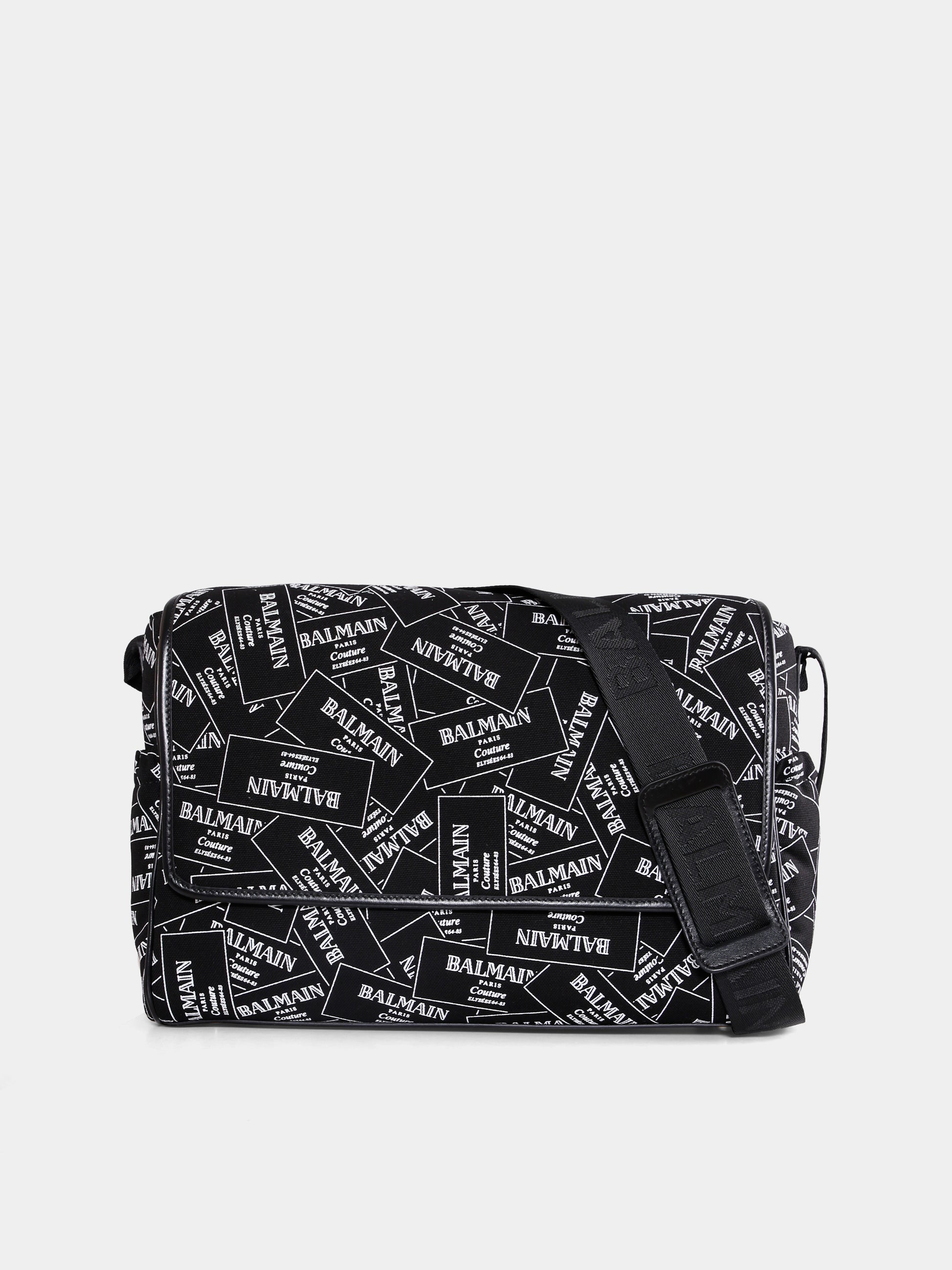 Borsa mamma nera per neonati con logo all over,Balmain Kids,BX0578-Z3379 930BC