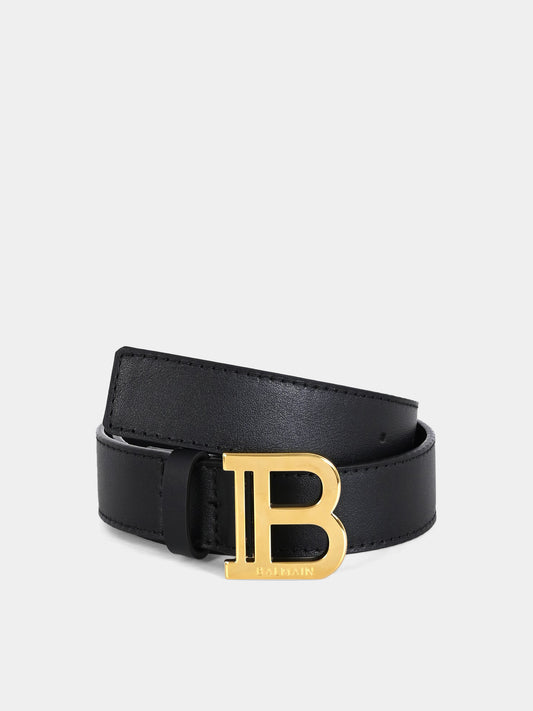 Cintura nera per bambini con logo,Balmain Kids,BX0P21-Z1371 930OR