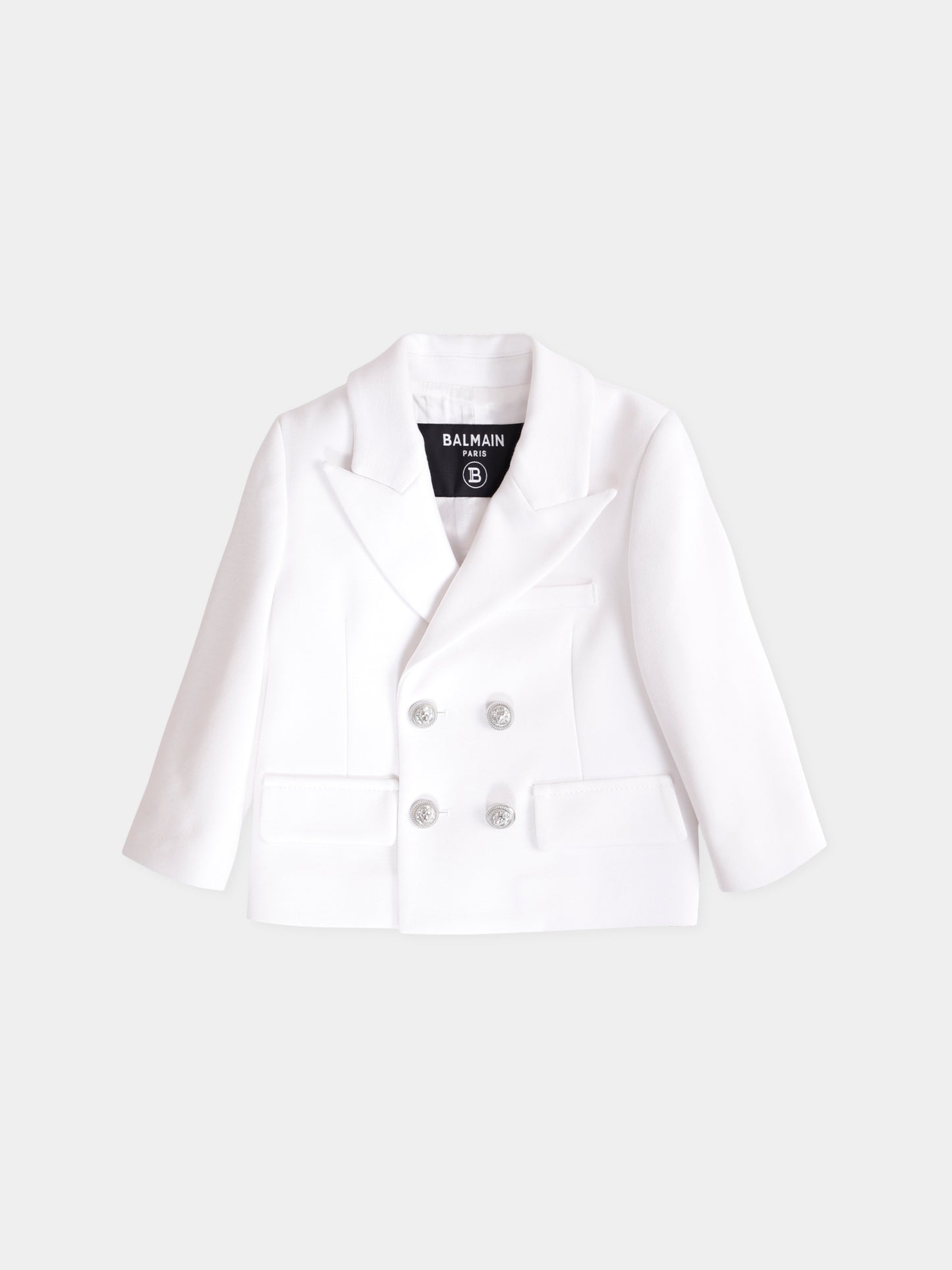 Giacca bianca per neonato con iconico labirinto all over,Balmain Kids,BX2504-J0371 100AG