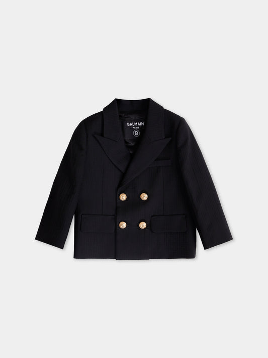 Giacca nera per neonato con iconico labirinto all over,Balmain Kids,BX2514-I0291 930OR