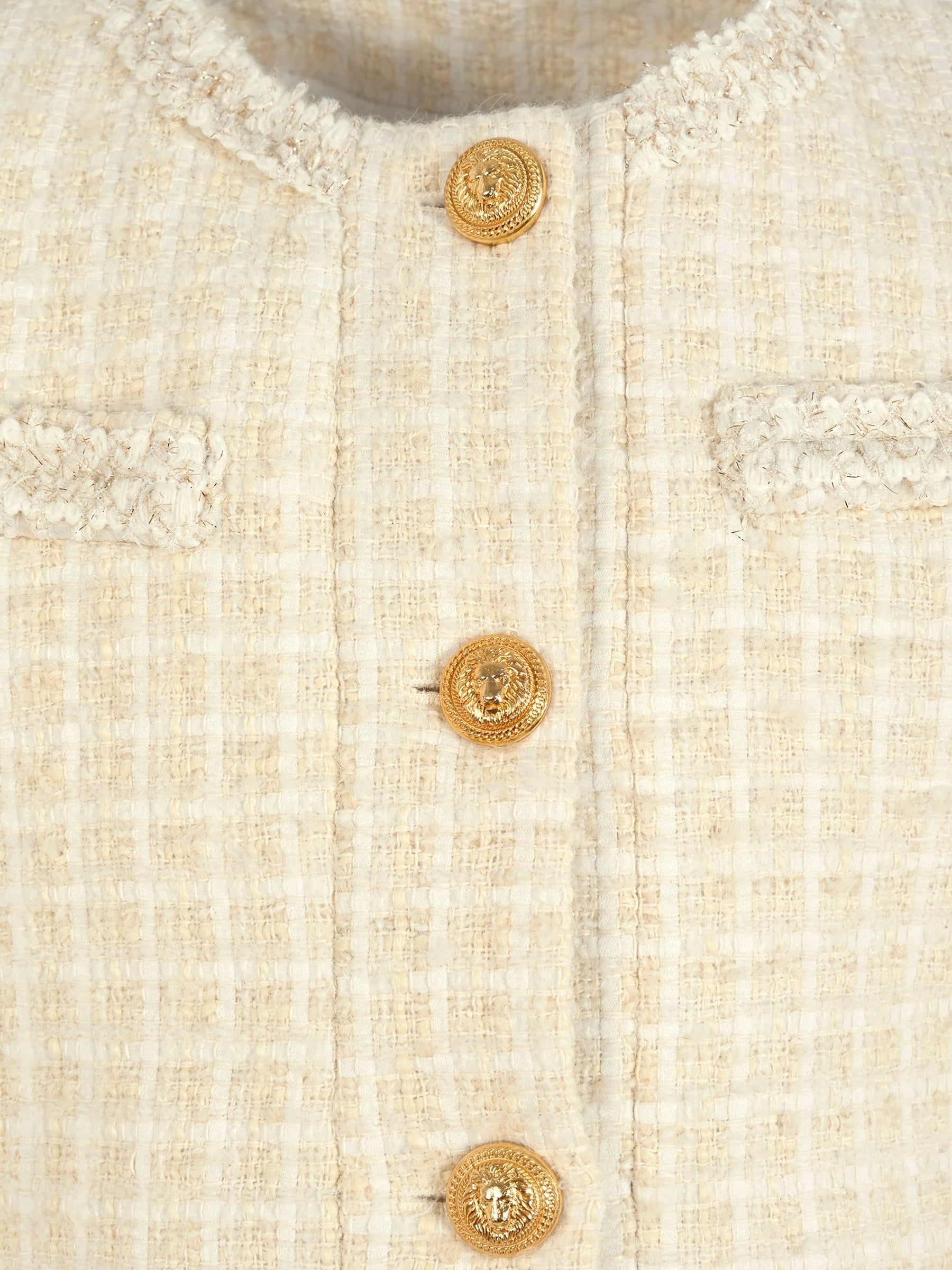 Giacca crop beige per bambina,Balmain Kids,BX2A64-E0228 109AV