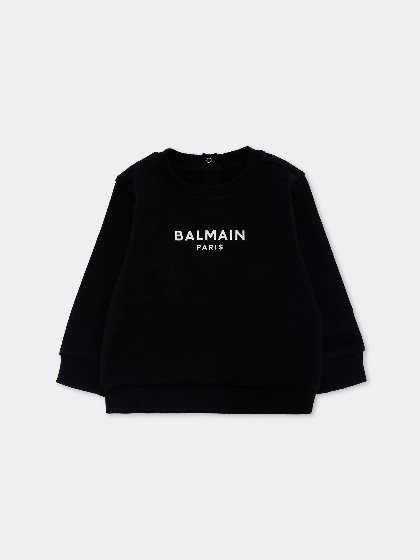 Felpa nera per neonati con logo,Balmain Kids,BX4500-Z3183 930BC