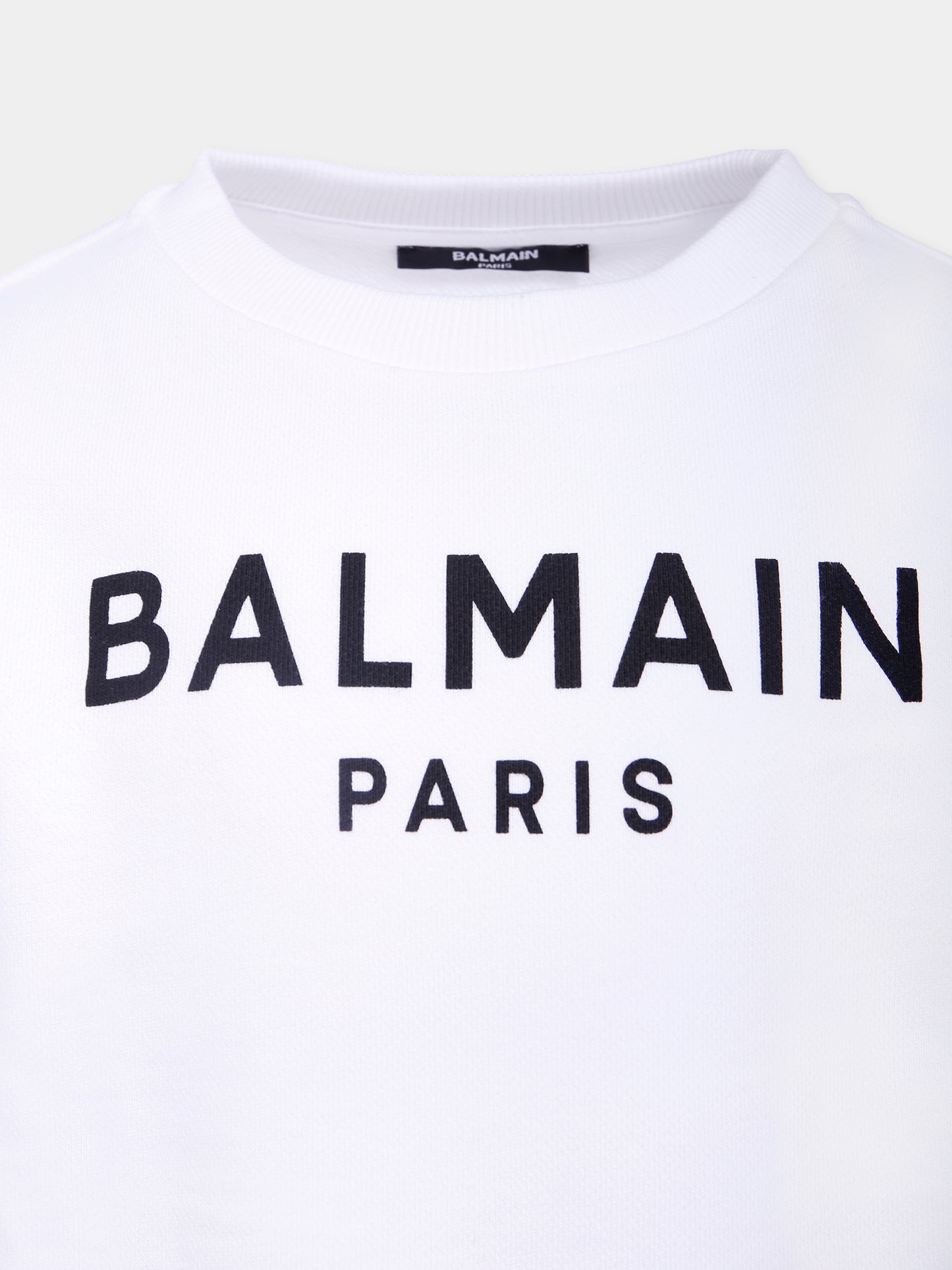 Felpa bianca per bambini con logo,Balmain Kids,BX4P10-Z3183 100NE