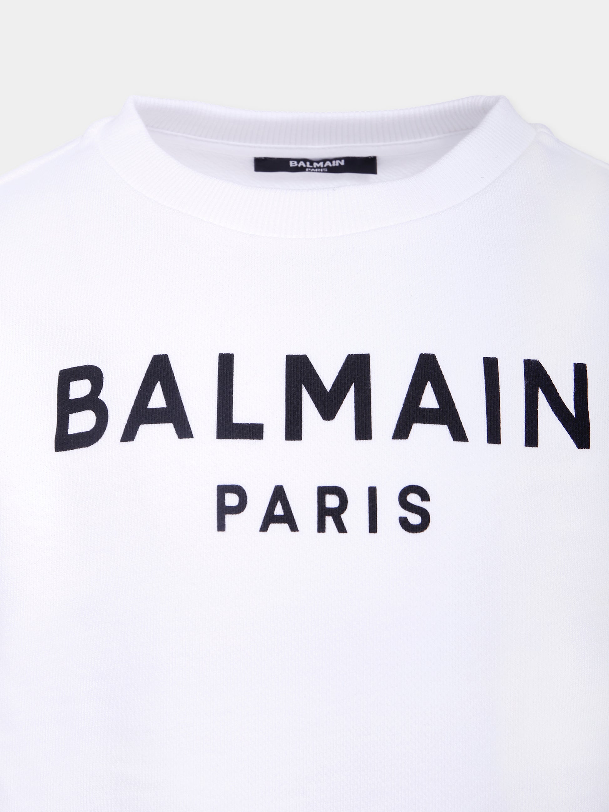 Felpa bianca per bambini con logo,Balmain Kids,BX4P10-Z3183 100NE