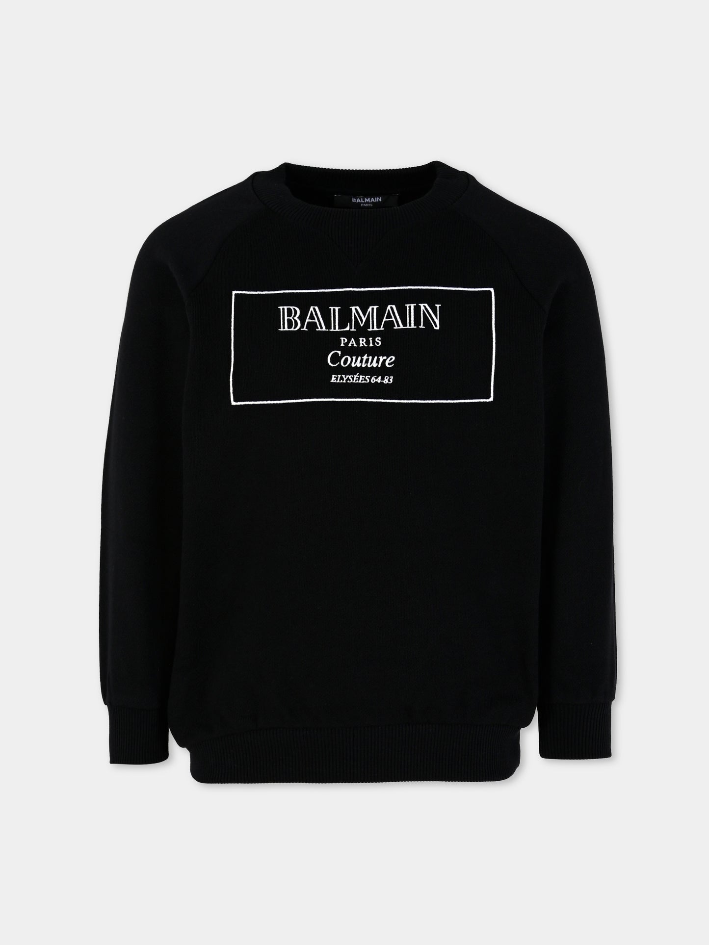 Felpa nera per bambini con logo,Balmain Kids,BX4P80-Z3183 930BC