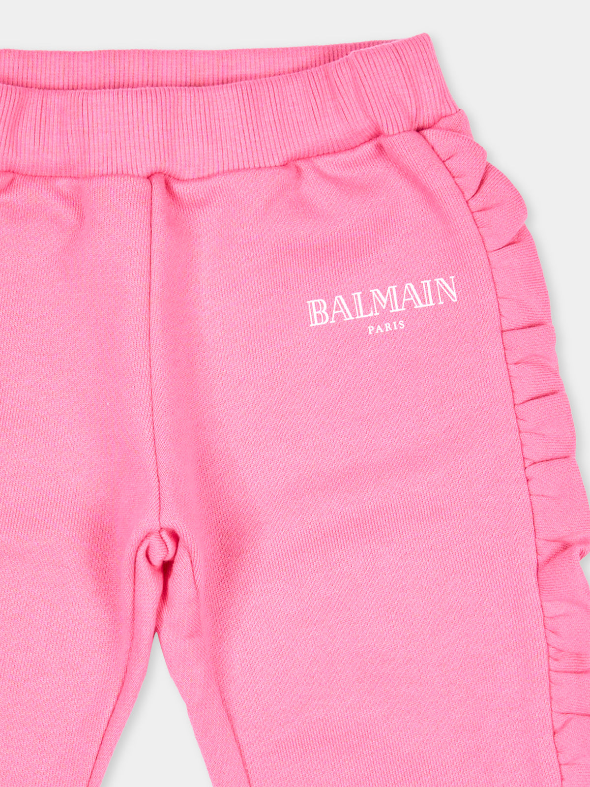 Pantaloni rosa per neonata con logo,Balmain Kids,BX6040-Z3183 51PRS