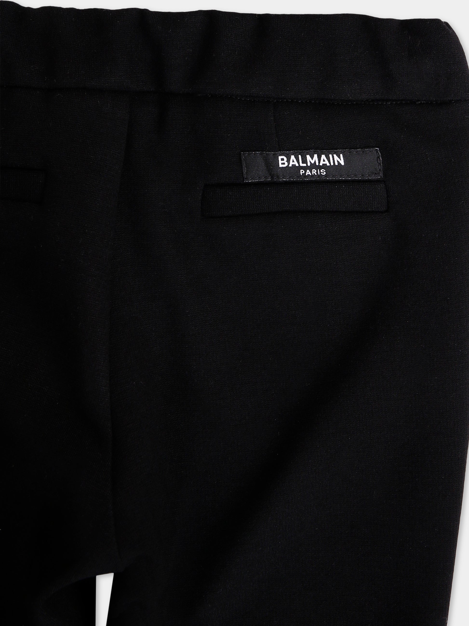 Pantaloni neri per neonato con logo,Balmain Kids,BX6520-J0371 930AG
