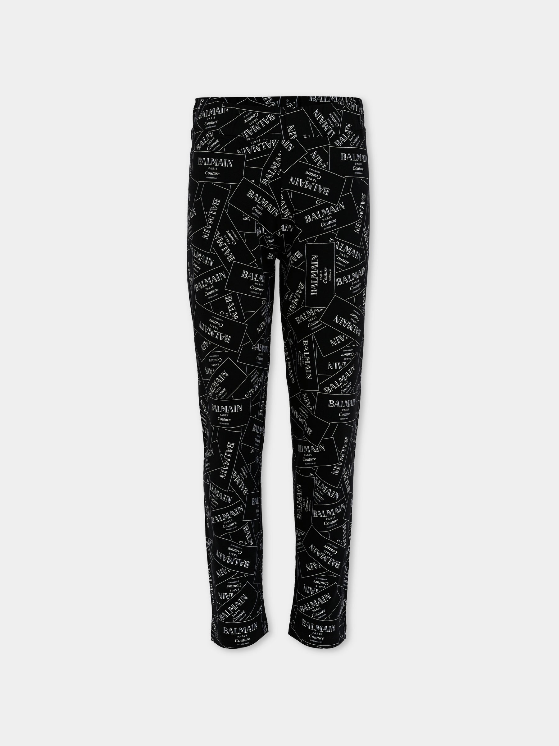 Leggings neri per bambina con logo,Balmain Kids,BX6C00-Z3332 930BC