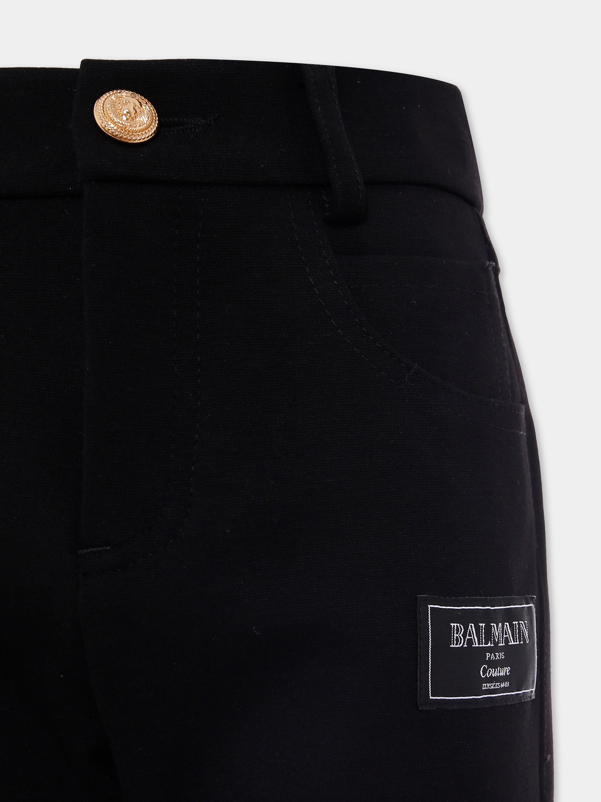 Pantaloni neri per bambino con logo,Balmain Kids,BX6Q80-J0371 930OR