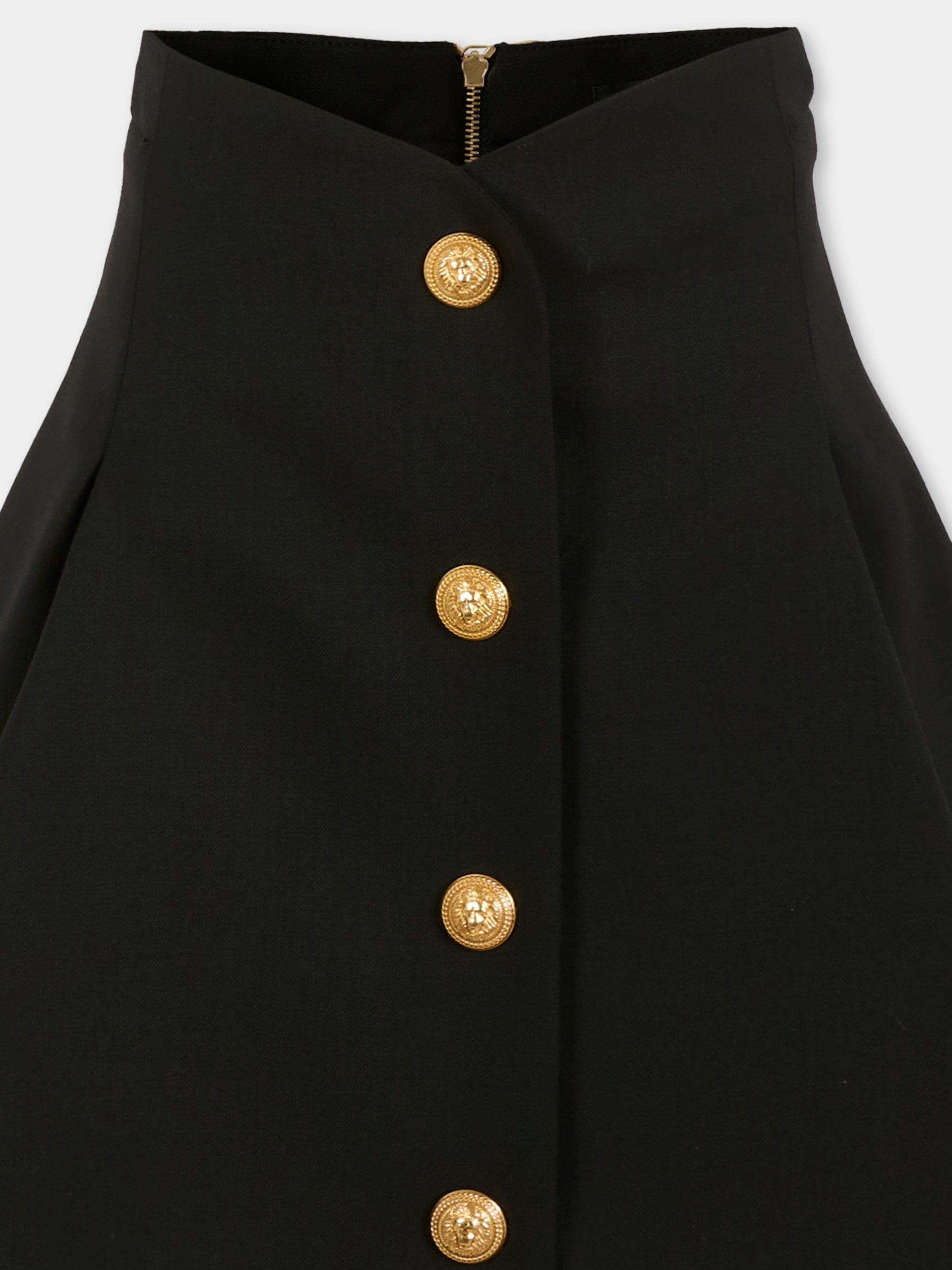 Gonna nera per bambina con bottoni,Balmain Kids,BX7A01-I0196 930OR