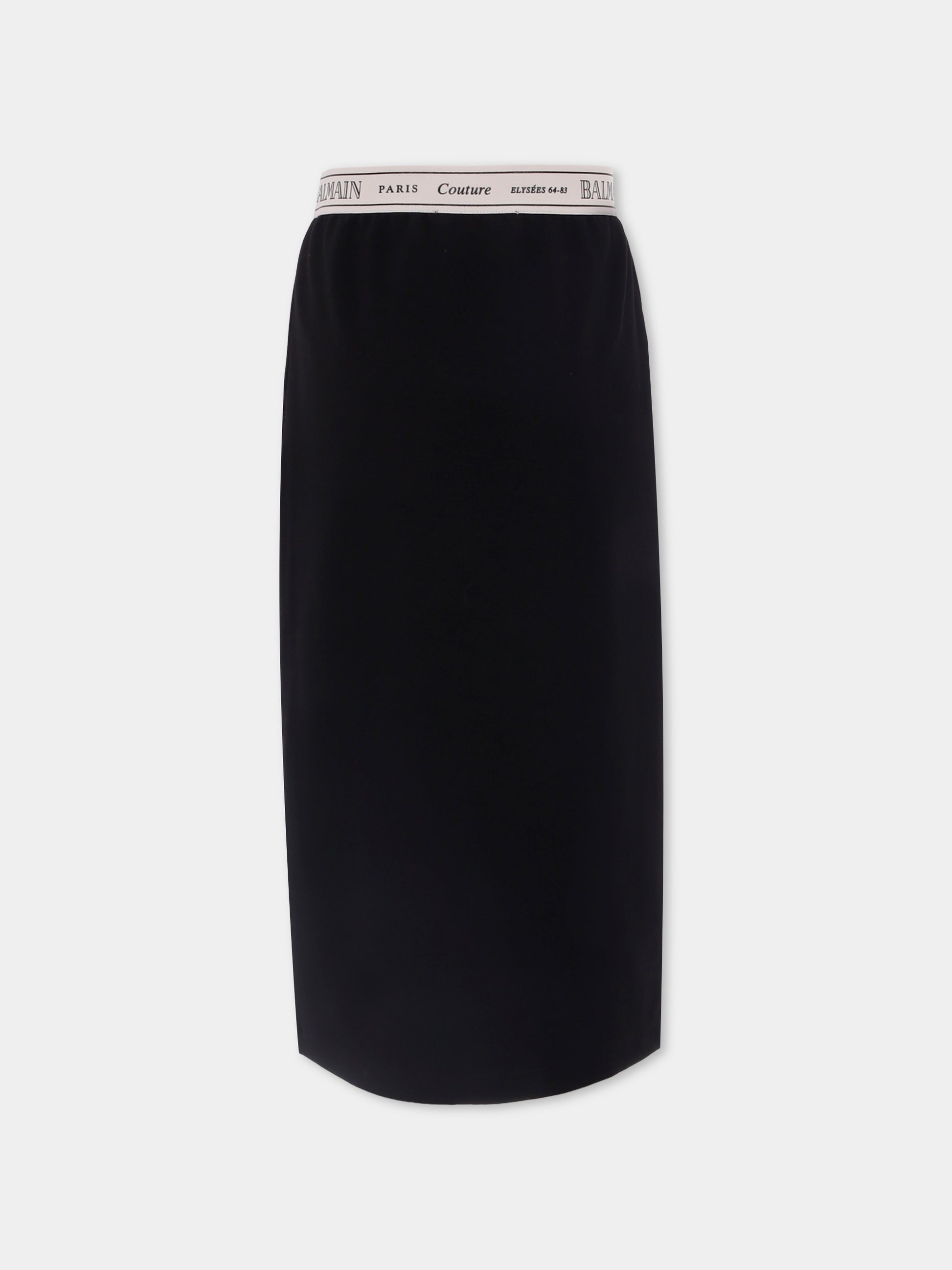 Gonna nera per bambina con logo,Balmain Kids,BX7A34-J0371 930AV