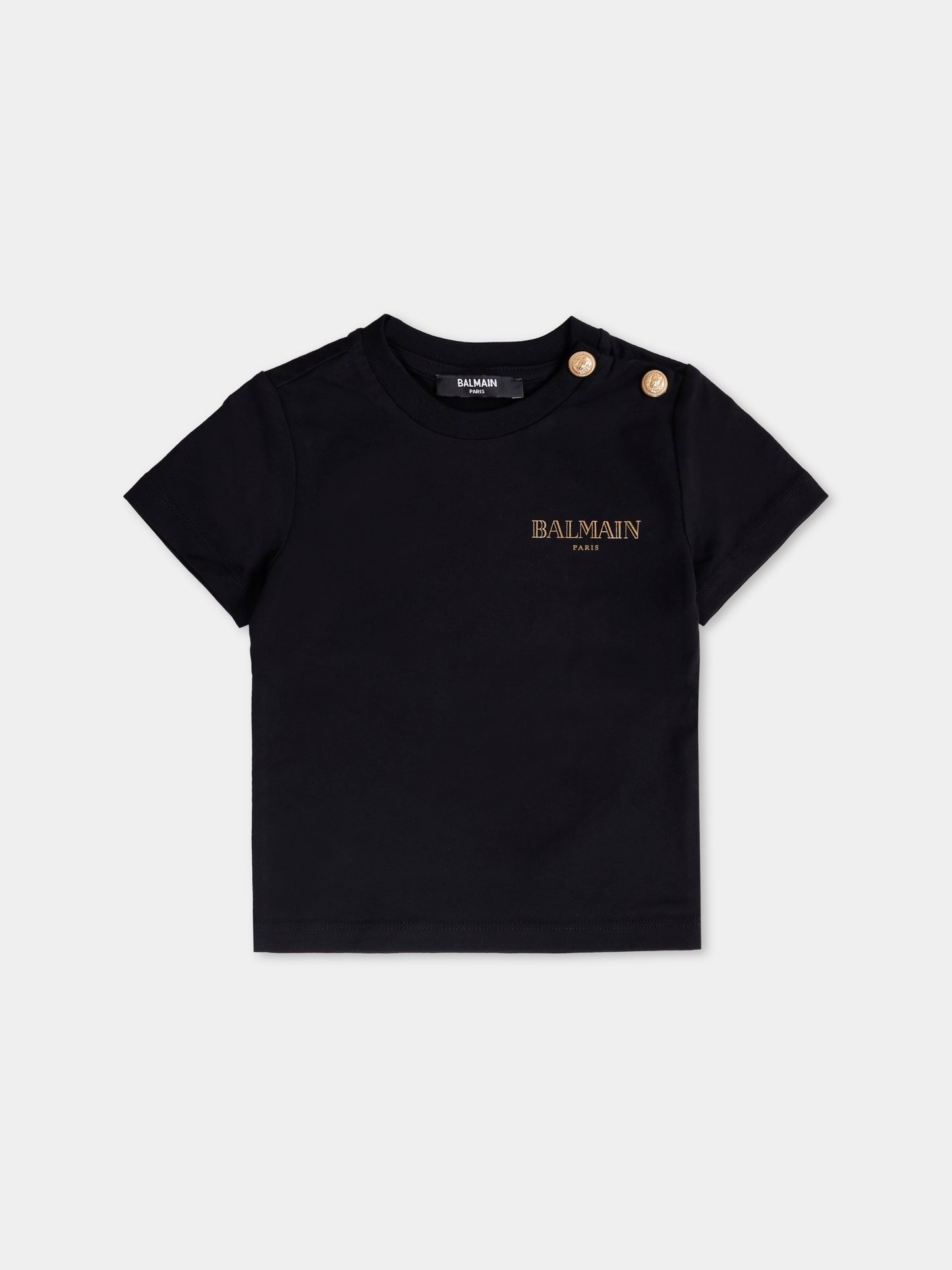 T-shirt nera per neonata con logo,Balmain Kids,BX8521-Z3186 930OR