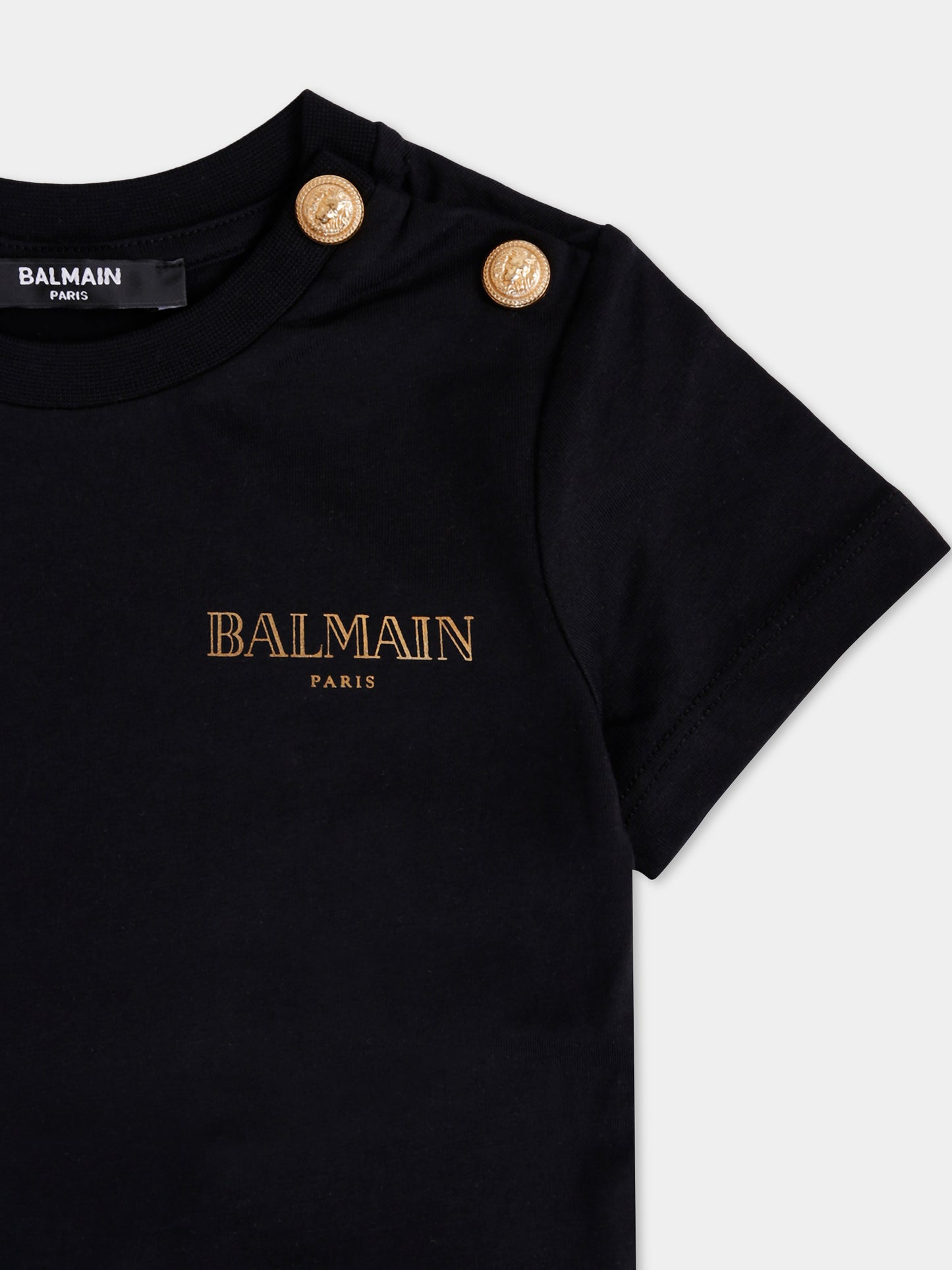 T-shirt nera per neonata con logo,Balmain Kids,BX8521-Z3186 930OR