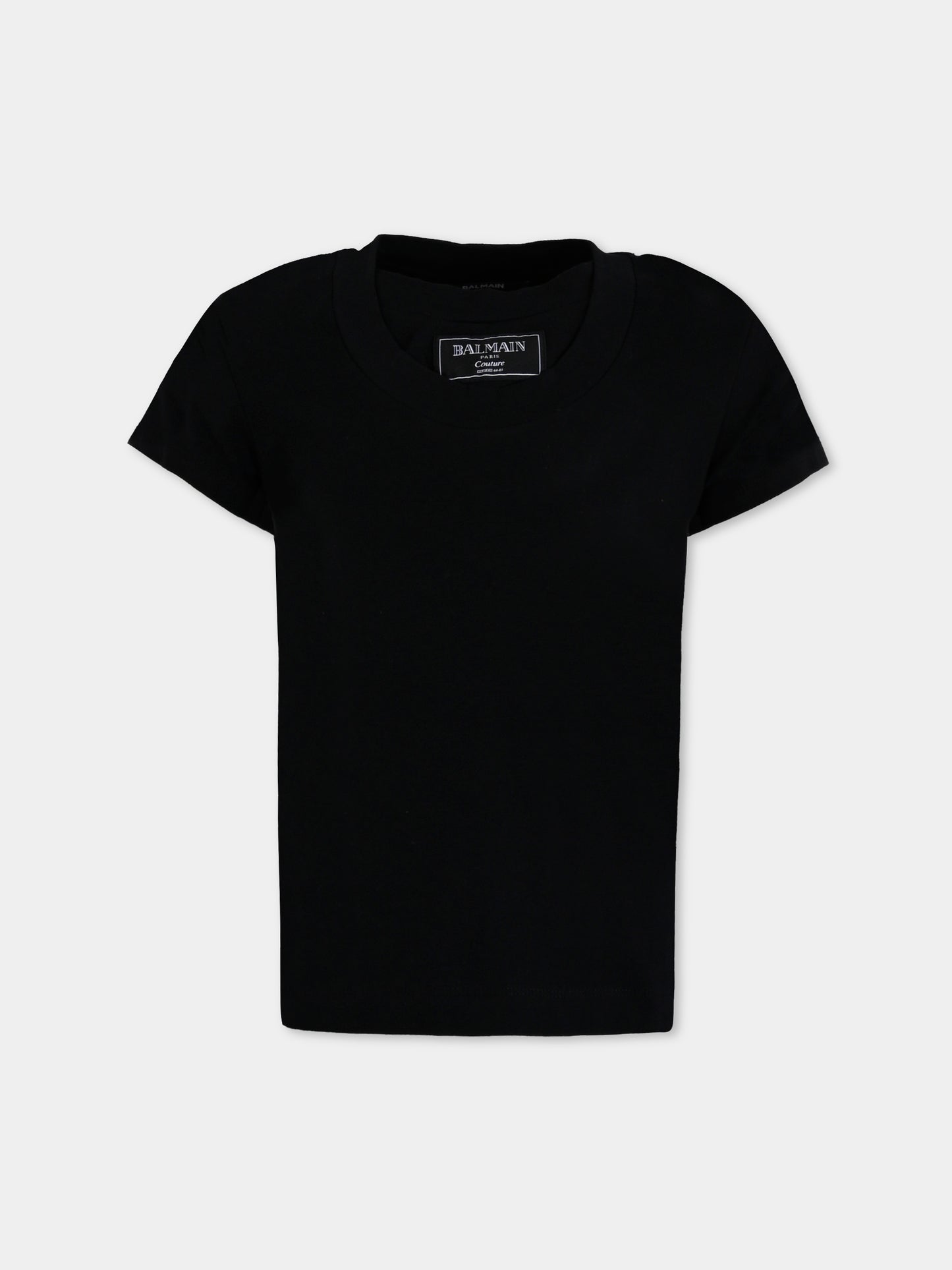 T-shirt nera per bambina con logo,Balmain Kids,BX8A41-Z3277 930