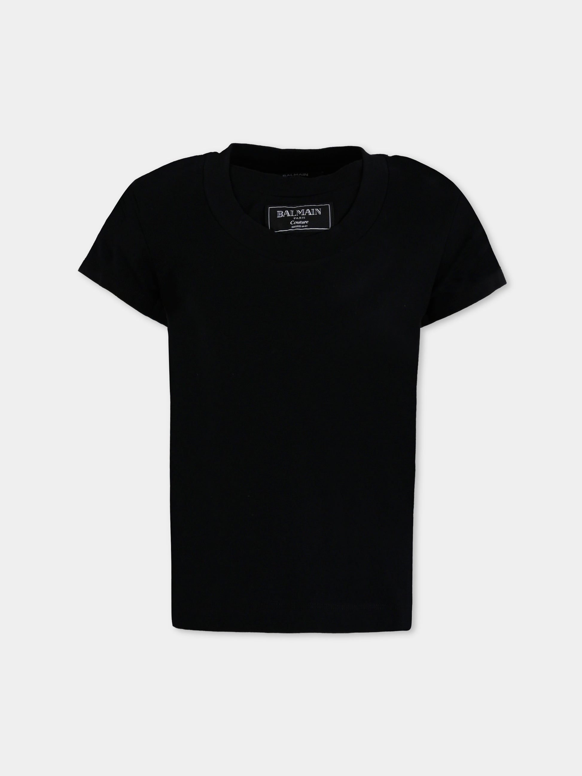 T-shirt nera per bambina con logo,Balmain Kids,BX8A41-Z3277 930