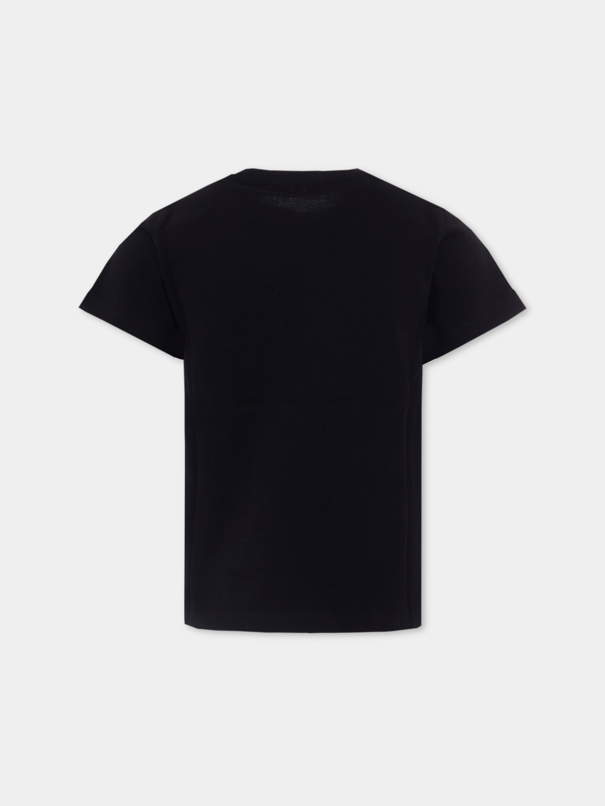 T-shirt nera per bambina con logo,Balmain Kids,BX8A71-Z3186 930MC