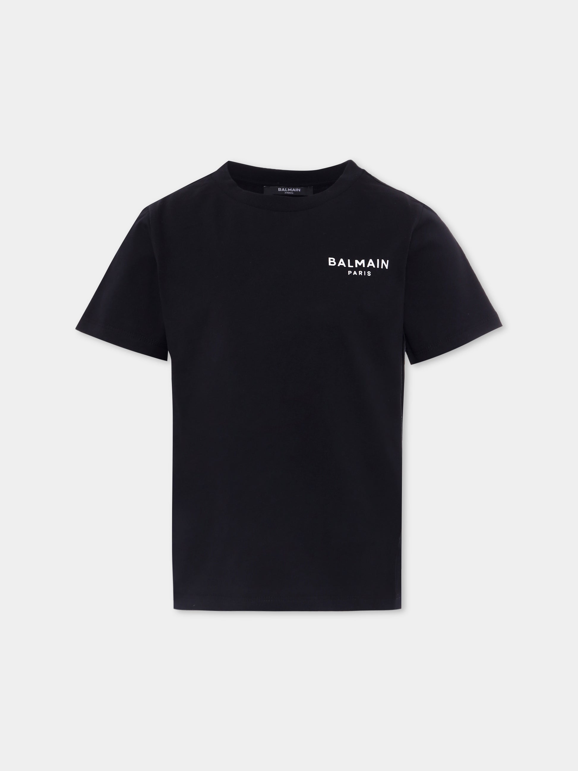 T-shirt nera per bambini con logo,Balmain Kids,BX8P11-Z3186 930BC