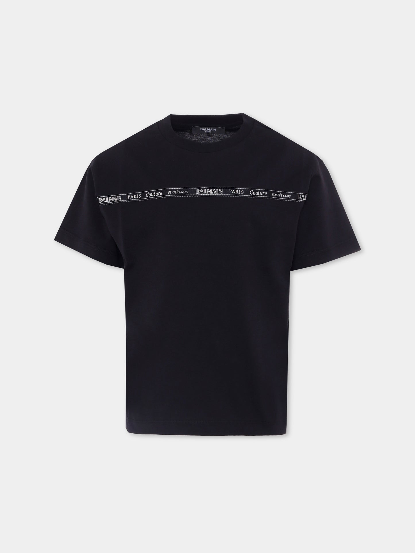 T-shirt nera per bambini con logo,Balmain Kids,BX8P71-Z3186 930NE