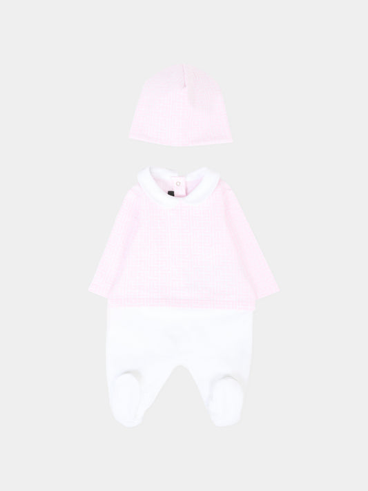 Set tutina rosa per neonata con iconico labirinto,Balmain Kids,BXB56A-Z2411 100RS