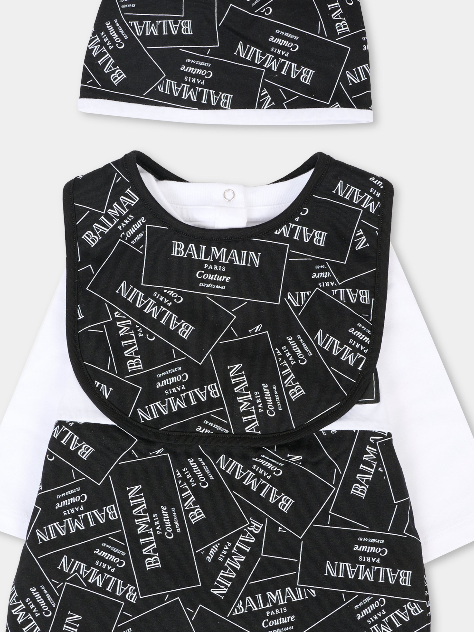 Set tutina nero per neonati con logo,Balmain Kids,BXB57A-Z3332 930BC