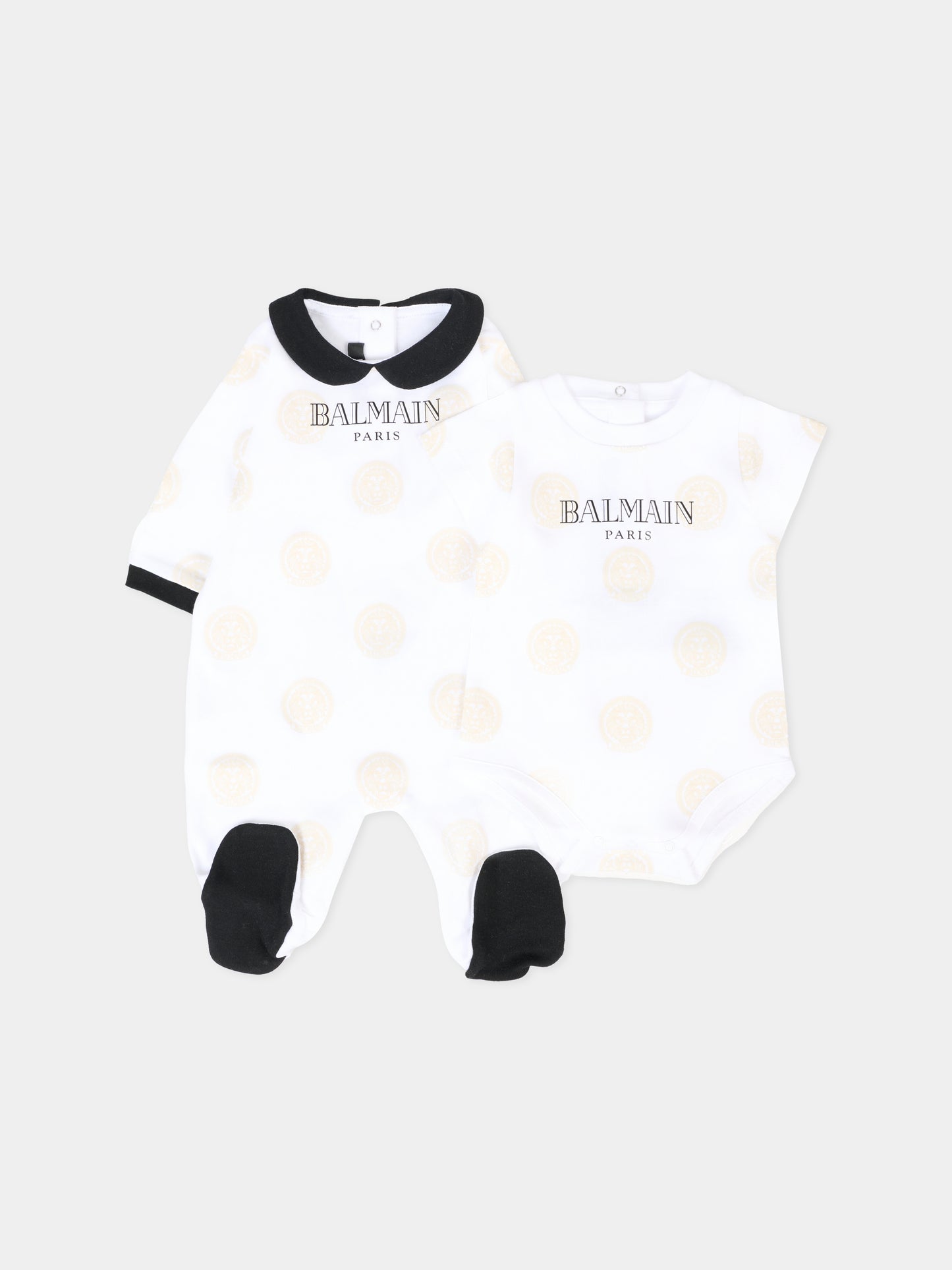 Set tutina bianco per neonati con logo e leone,Balmain Kids,BXB60A-Z3383 100NE