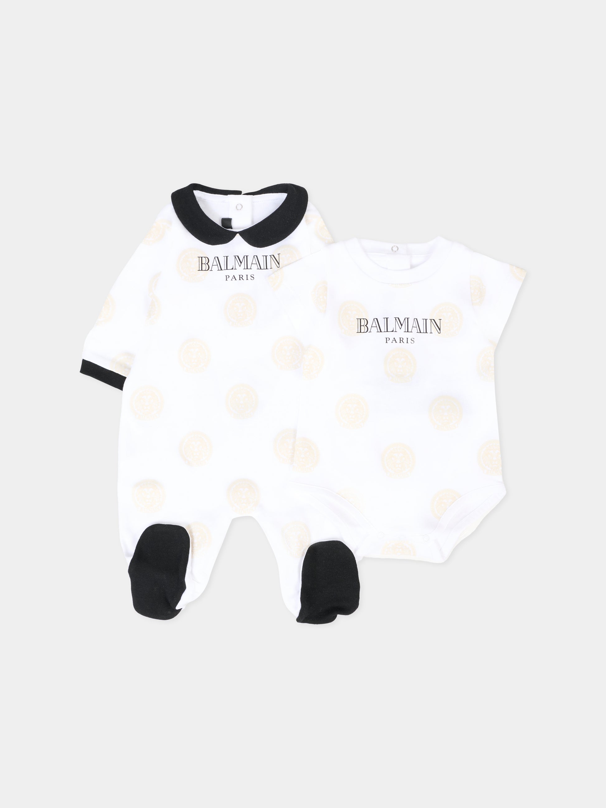Set tutina bianco per neonati con logo e leone,Balmain Kids,BXB60A-Z3383 100NE