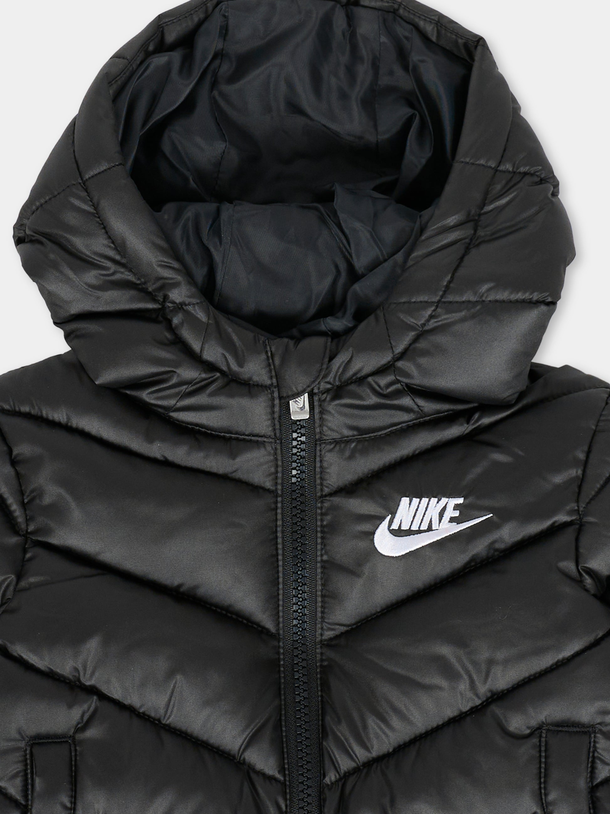 Piumino nero per neonati con logo,Nike,66N074 023