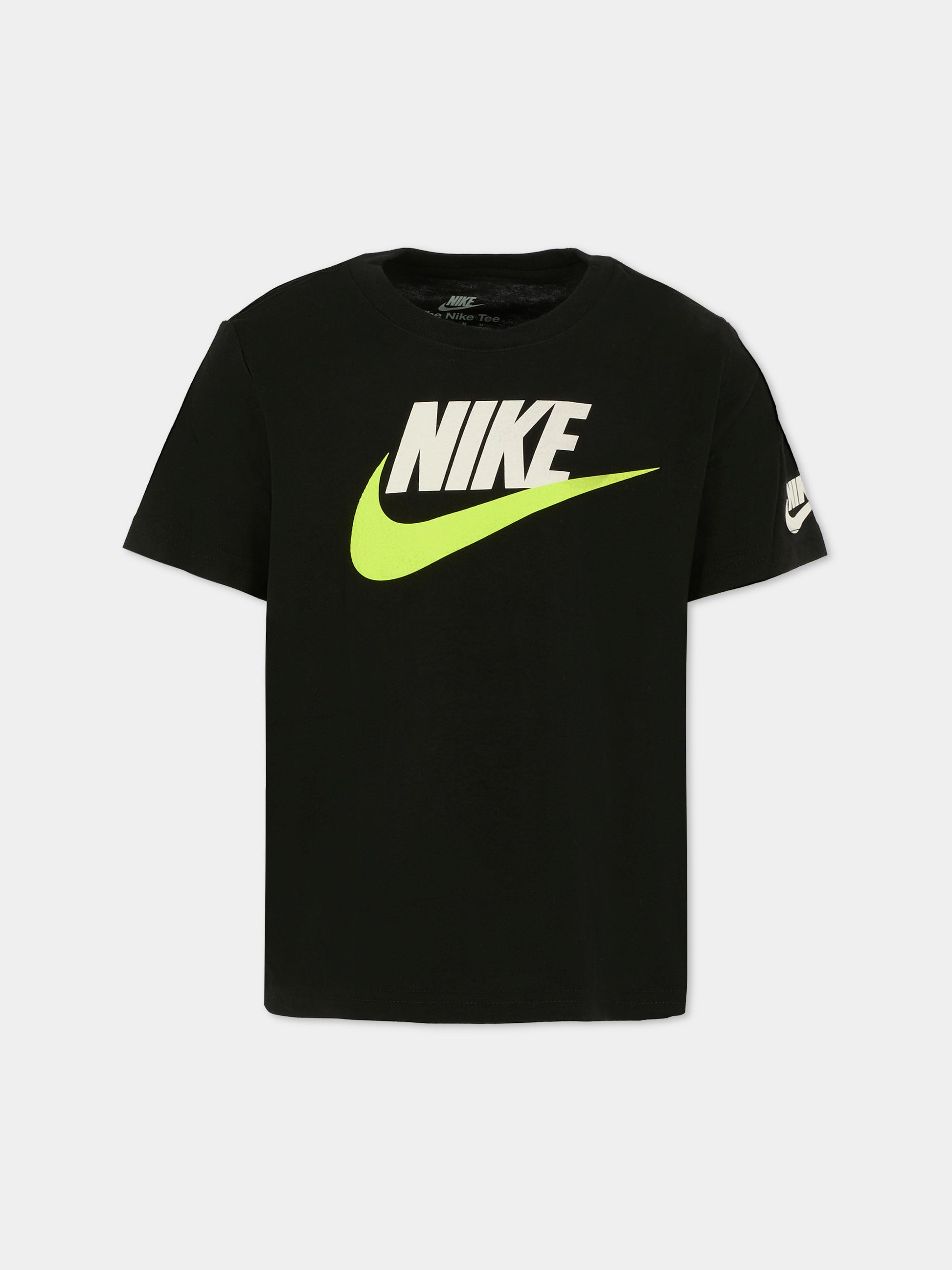 T-shirt nera per bambini con logo,Nike,86N166 023