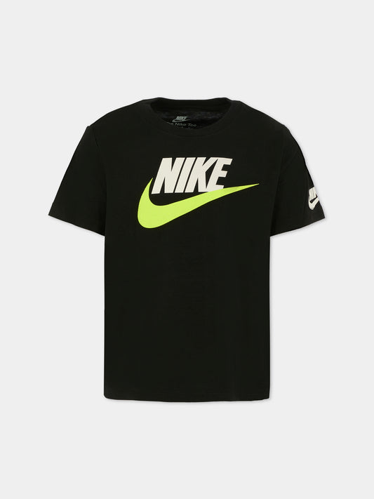 T-shirt nera per bambini con logo,Nike,86N166 023