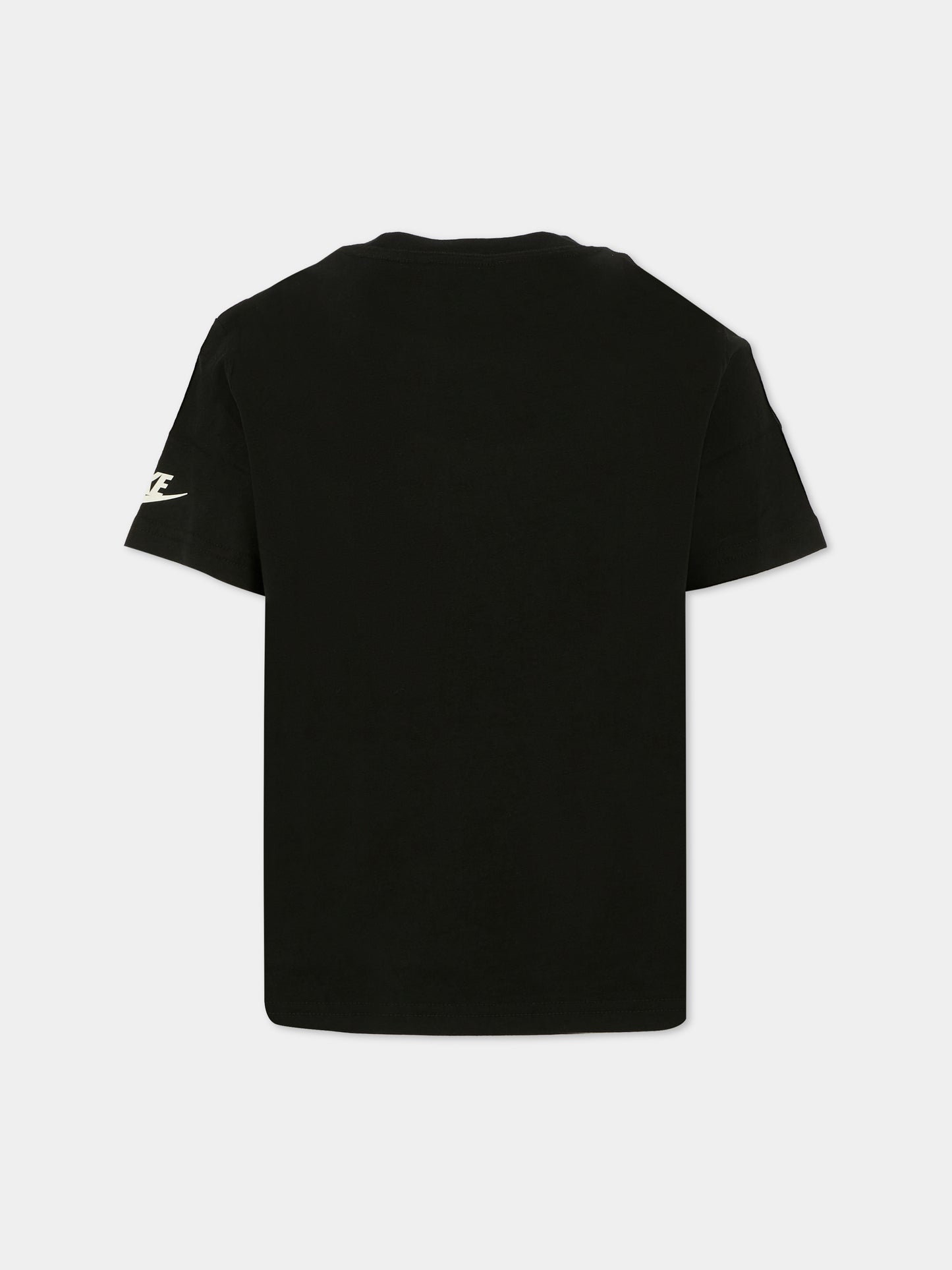 T-shirt nera per bambini con logo,Nike,86N166 023