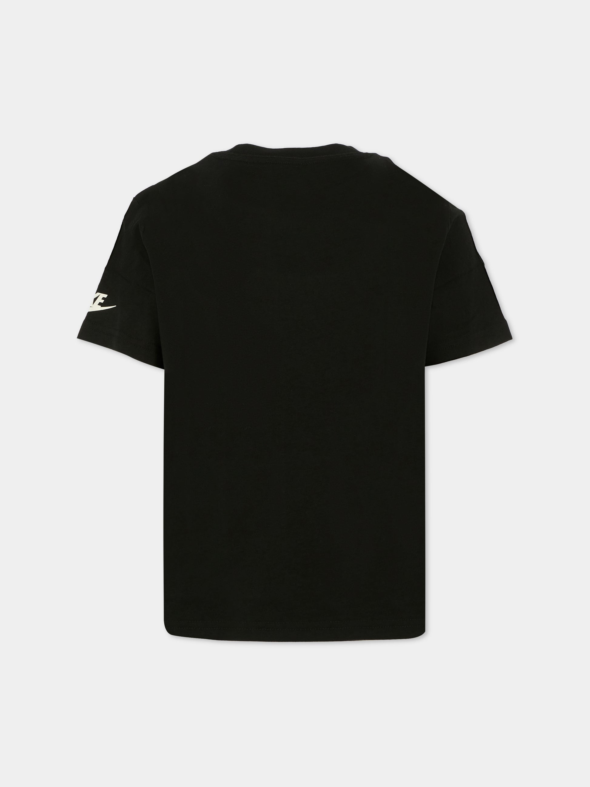 T-shirt nera per bambini con logo,Nike,86N166 023