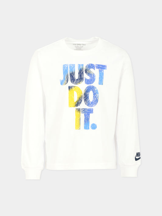 T-shirt bianca per bambini con scritta,Nike,86N215 001